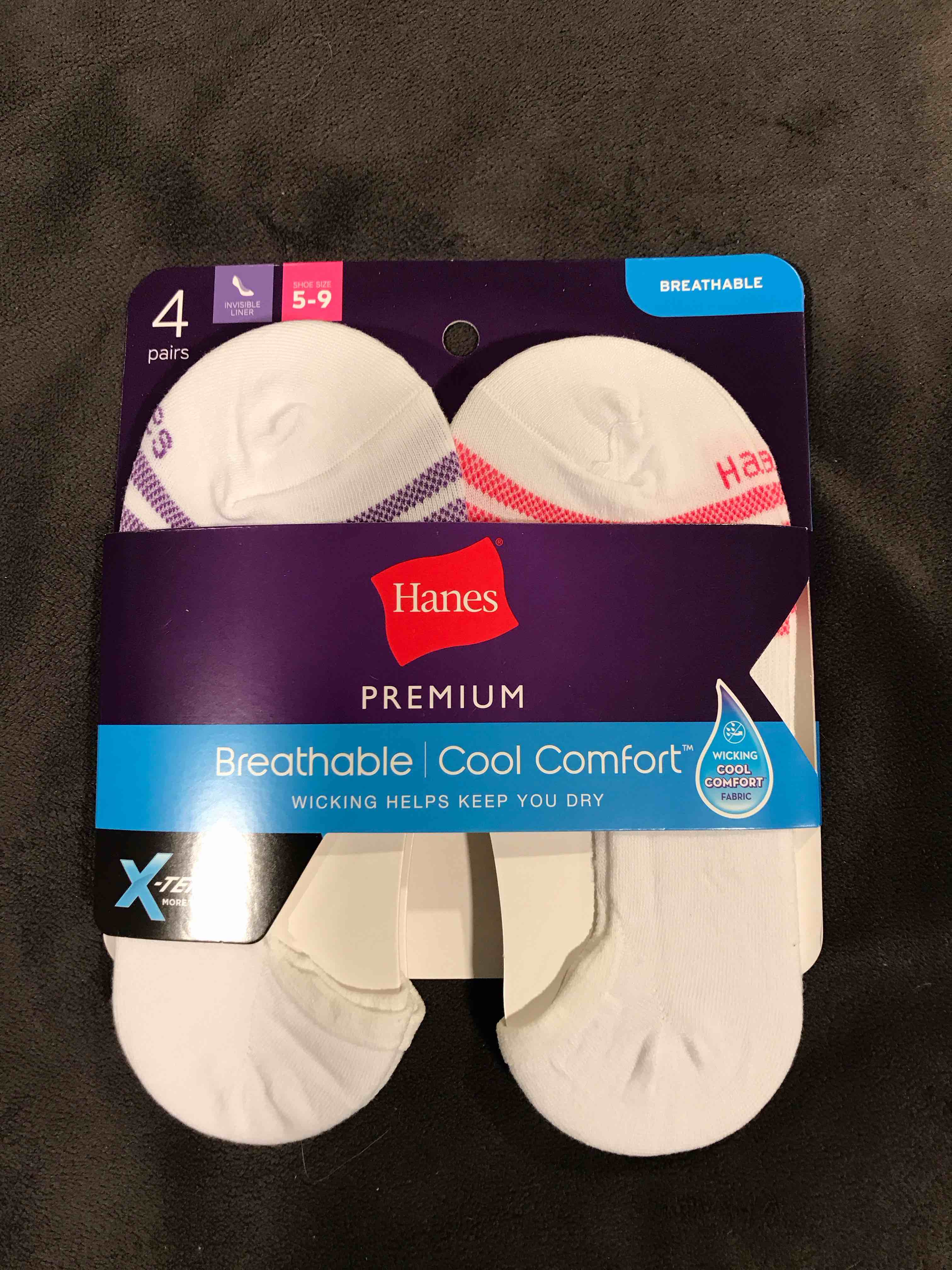 Condition photo showing New/Like New for Hanes Premium Women's 4pk Cool Comfort Lightweight Liner Socks - White 5-9