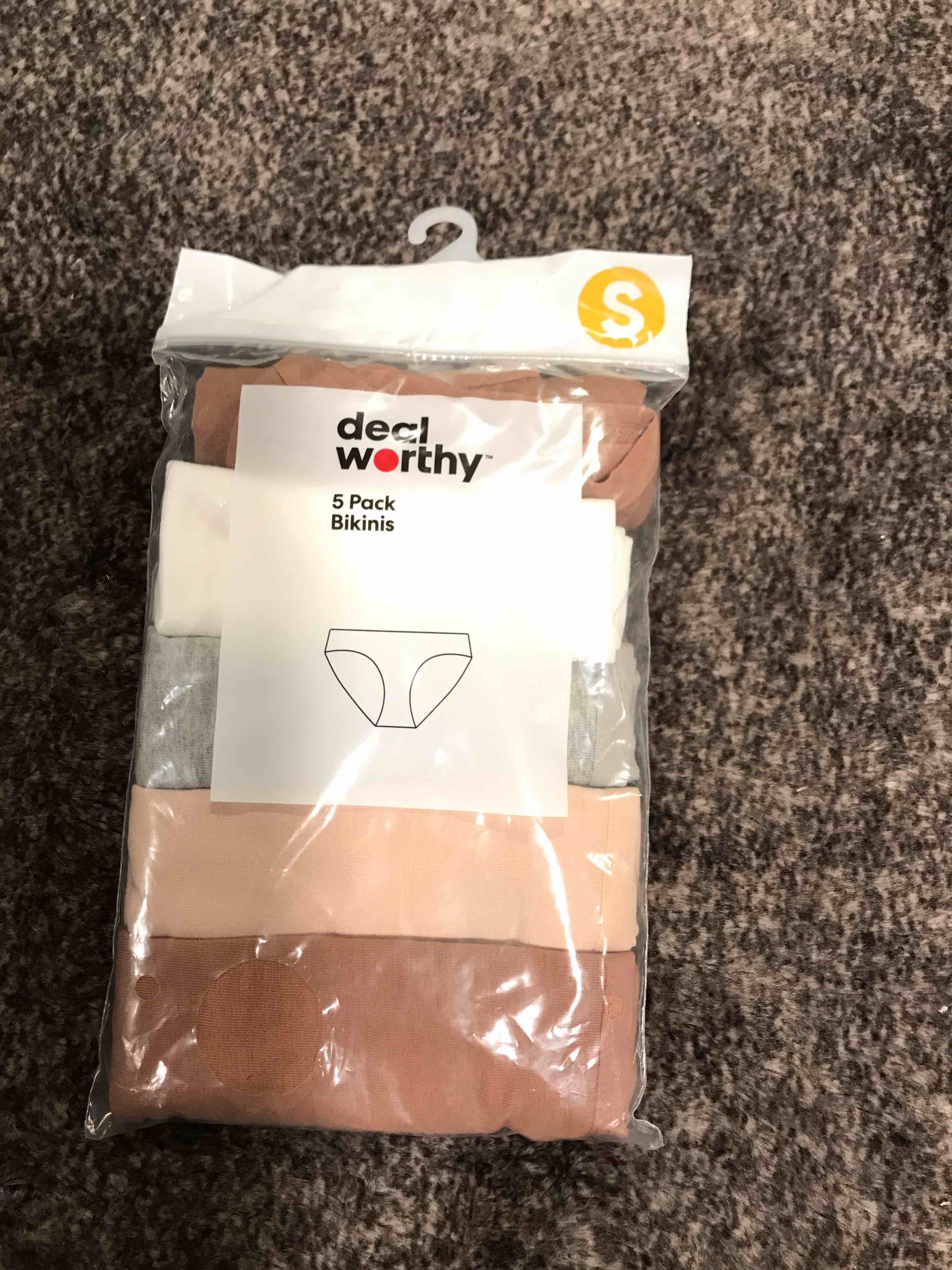 Condition photo showing New/Like New for Women's 5pk Cotton Blend Bikini Underwear - Dealworthy™ Assorted Neutral S