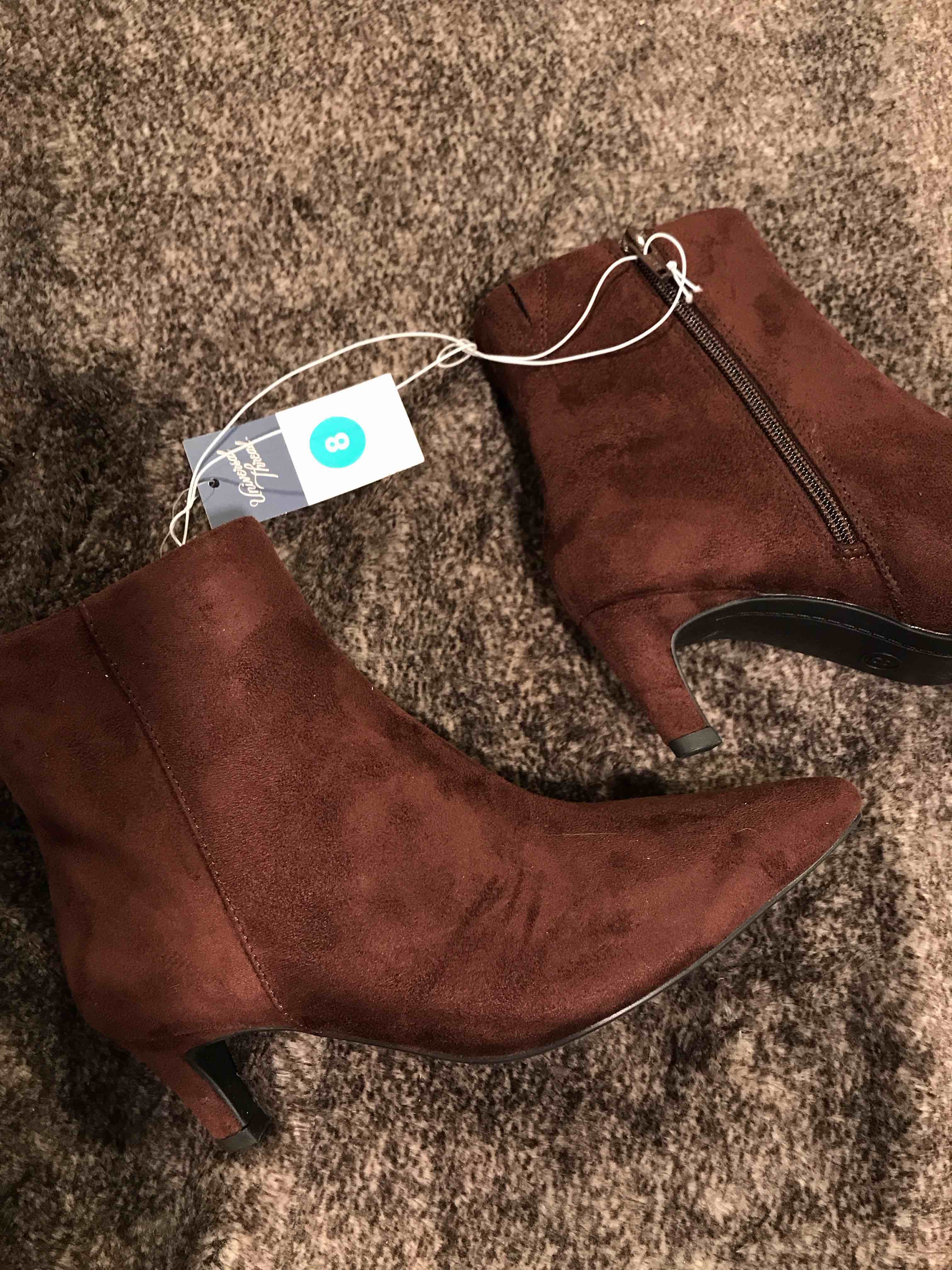 Condition photo showing New/Like New for Women's Taylor Kitten Heel Ankle Boots with Memory Foam Insole - Universal Thread™ Brown 8