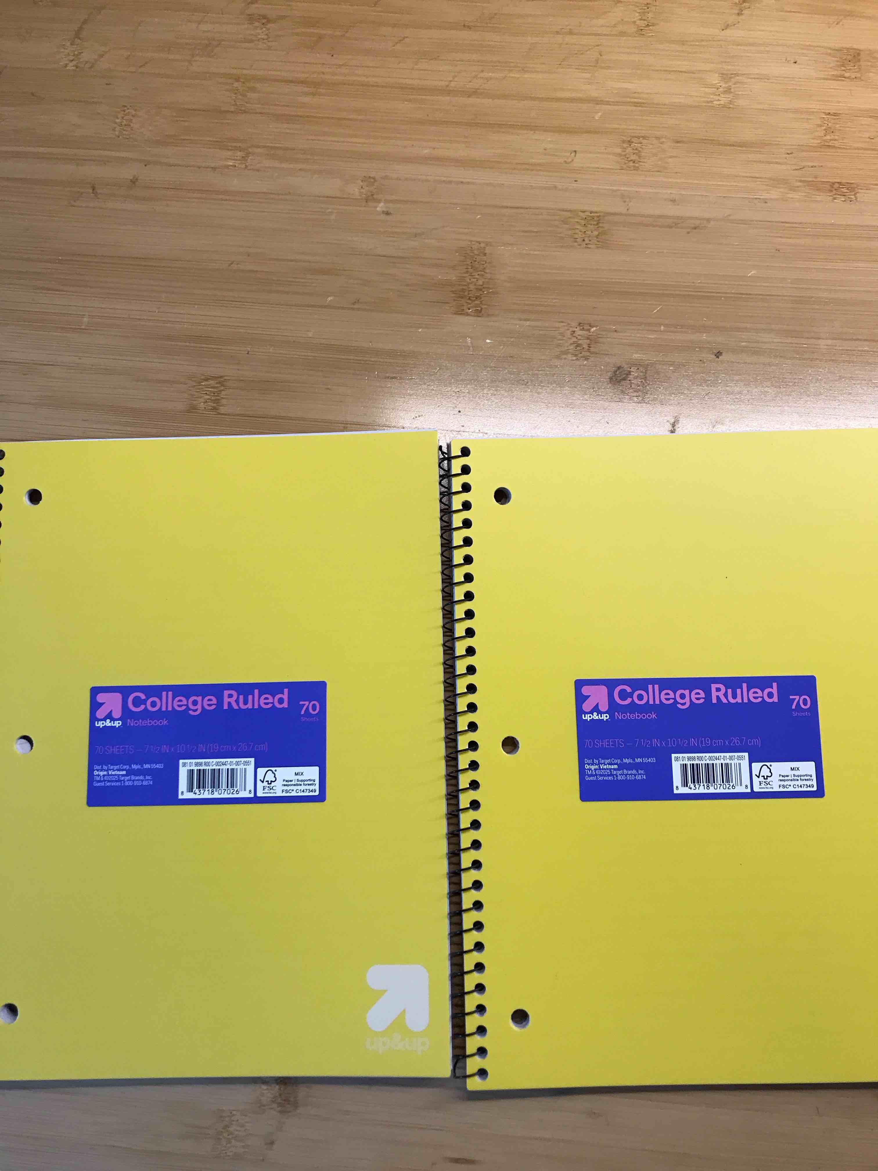 Condition photo showing New/Like New for College Ruled Yellow 1 Subject Flexible Plastic Cover Spiral Notebook - up&up™: 70 Pages, 3 Hole Punched, Tween Audience