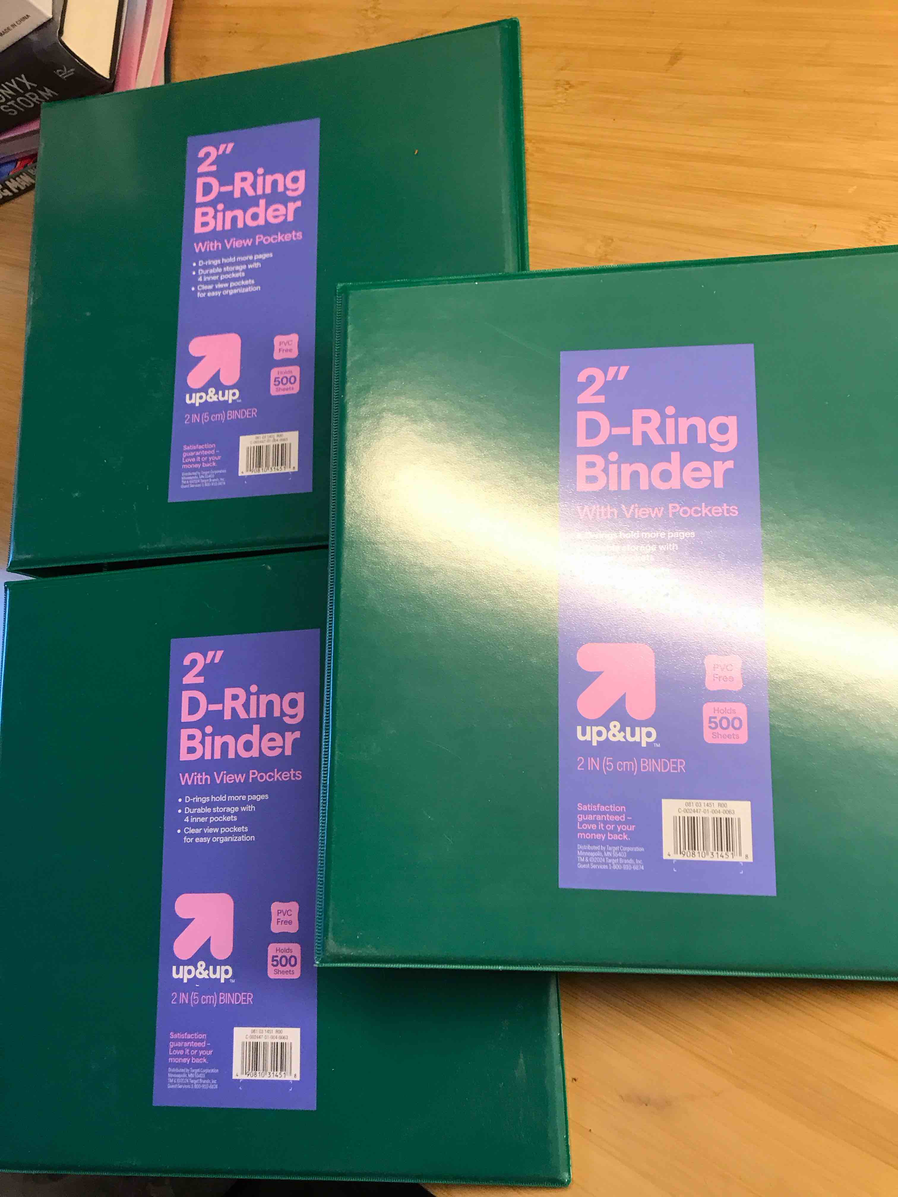 Condition photo showing New/Like New for 2" 3 Ring Binder Clear View Green - up&up™: 500 Sheet Capacity, D Rings, Internal Pockets, Standard Binders