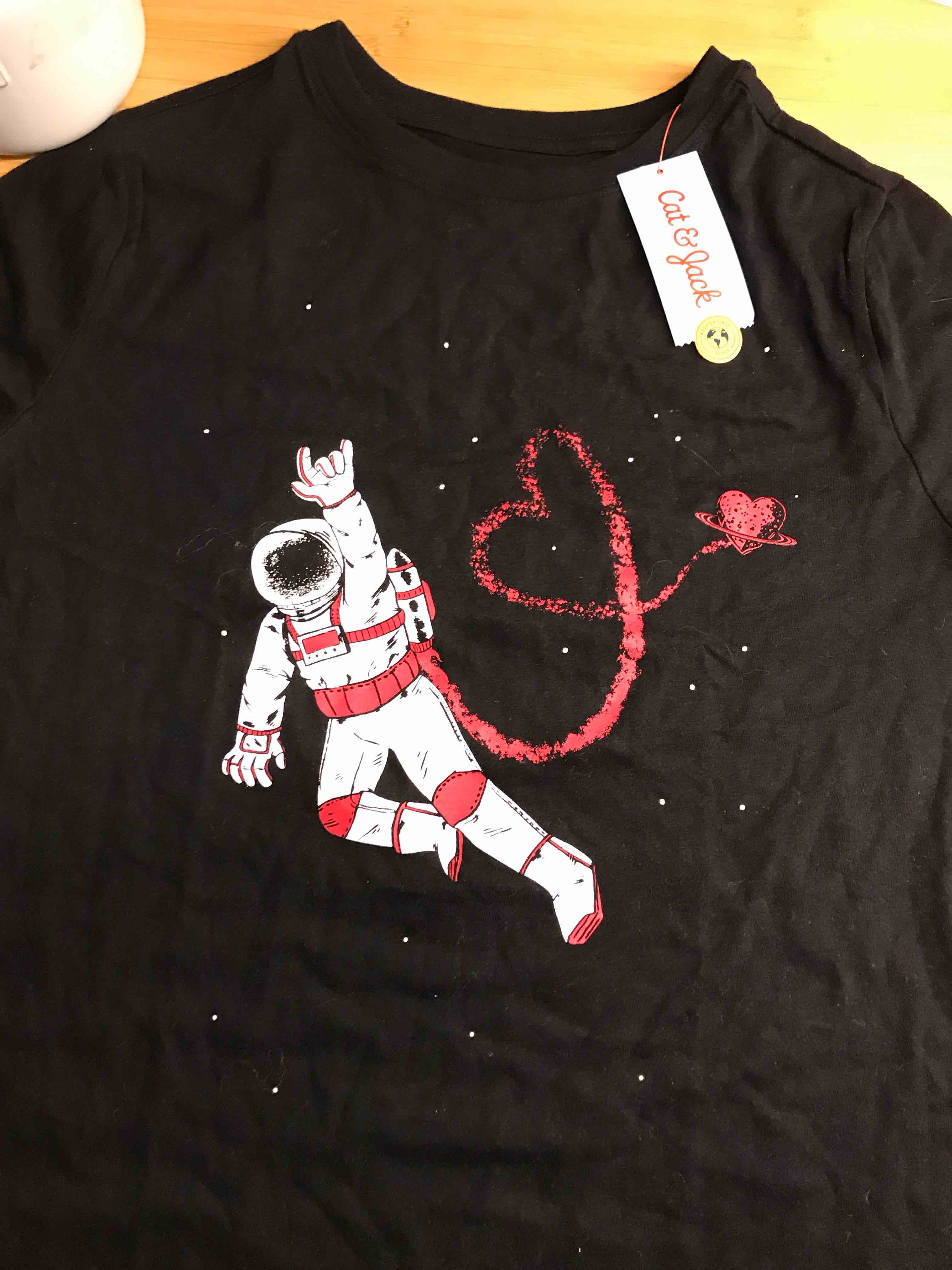 Condition photo showing New/Like New for Boys' Short Sleeve Valentine's Day Graphic T-Shirt - Cat & Jack™ Black XXL