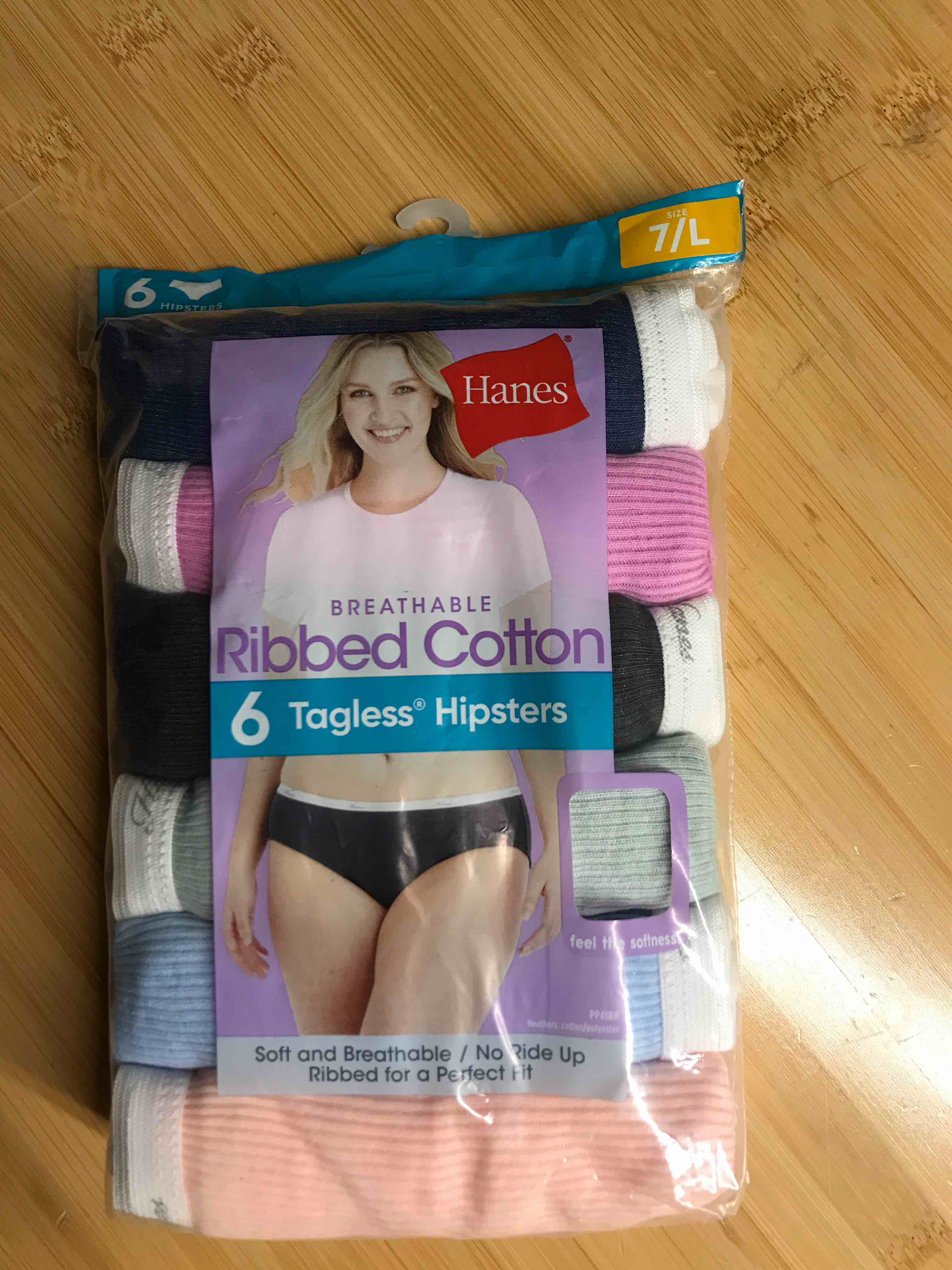 Condition photo showing New/Like New for Hanes Women s Ribbed Cotton Hipster Panties  6 pack