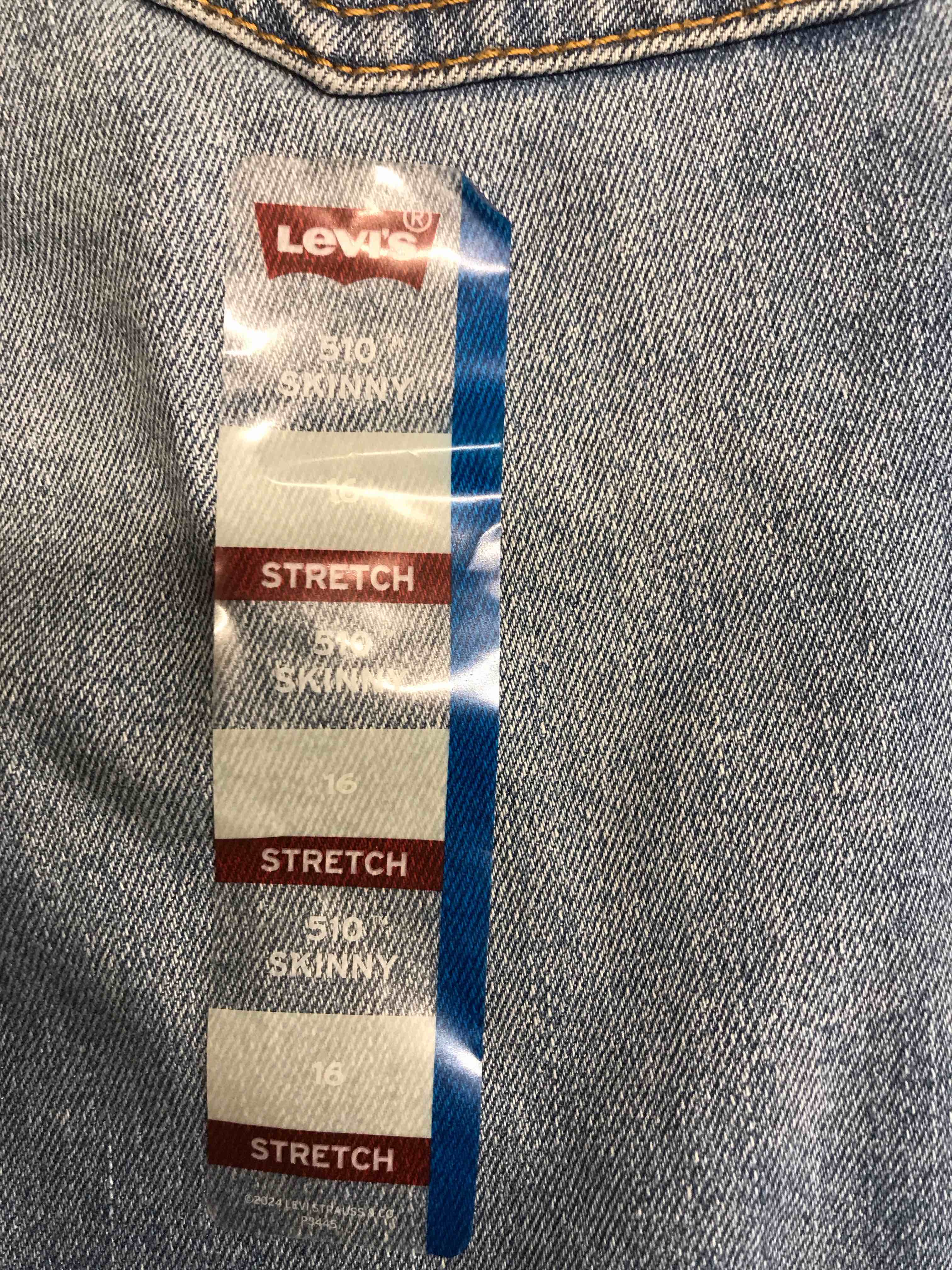 Condition photo showing New/Like New for Levi's® Boys' 510 Skinny Fit Everyday Performance Jeans - Blue 16: Mid Rise, Stretch Knit, Fly Button Closure