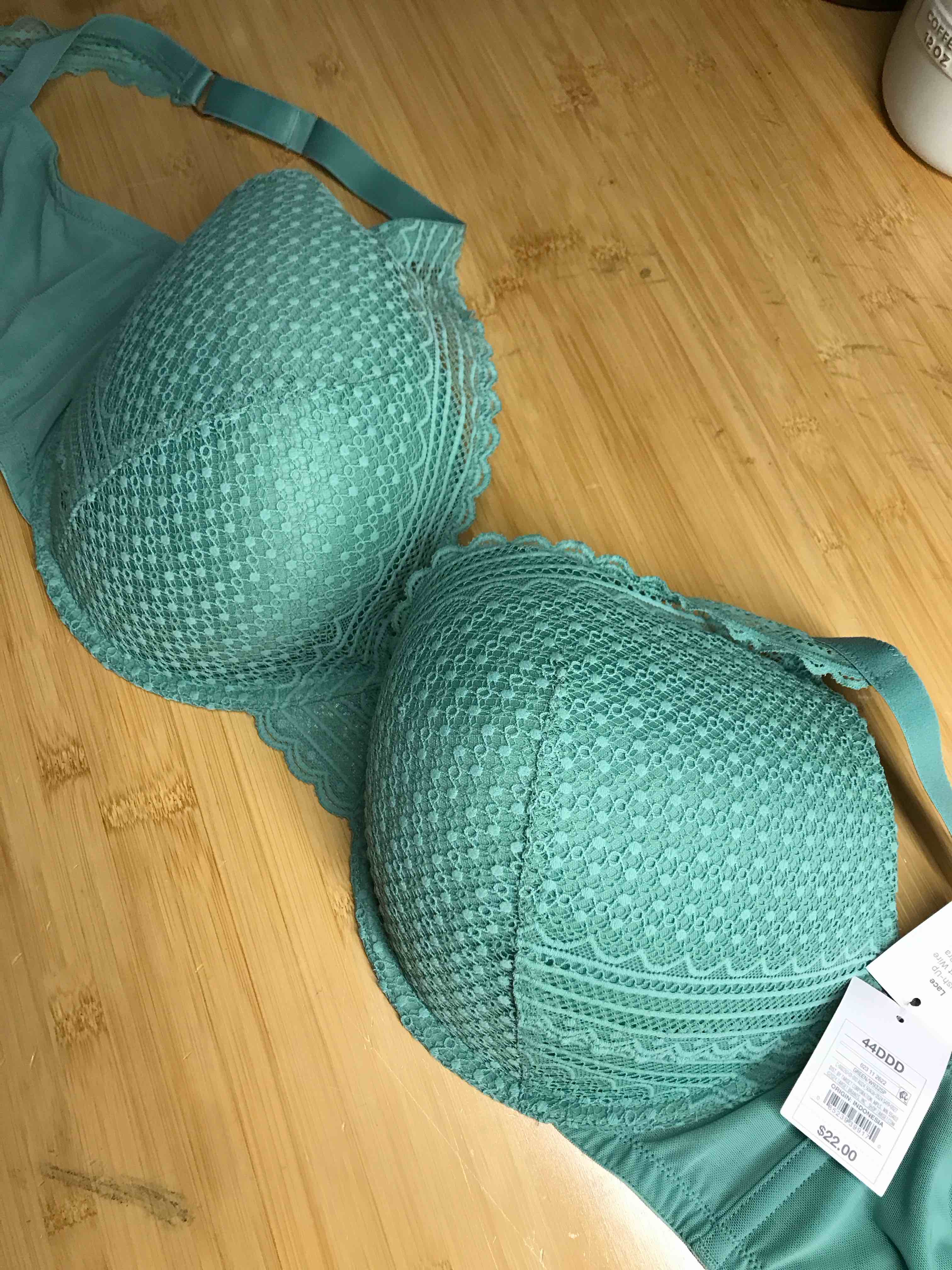 Condition photo showing New/Like New for Women's Lace Plunge Push-Up Bra - Auden™ Tidal Flow Green 44DDD