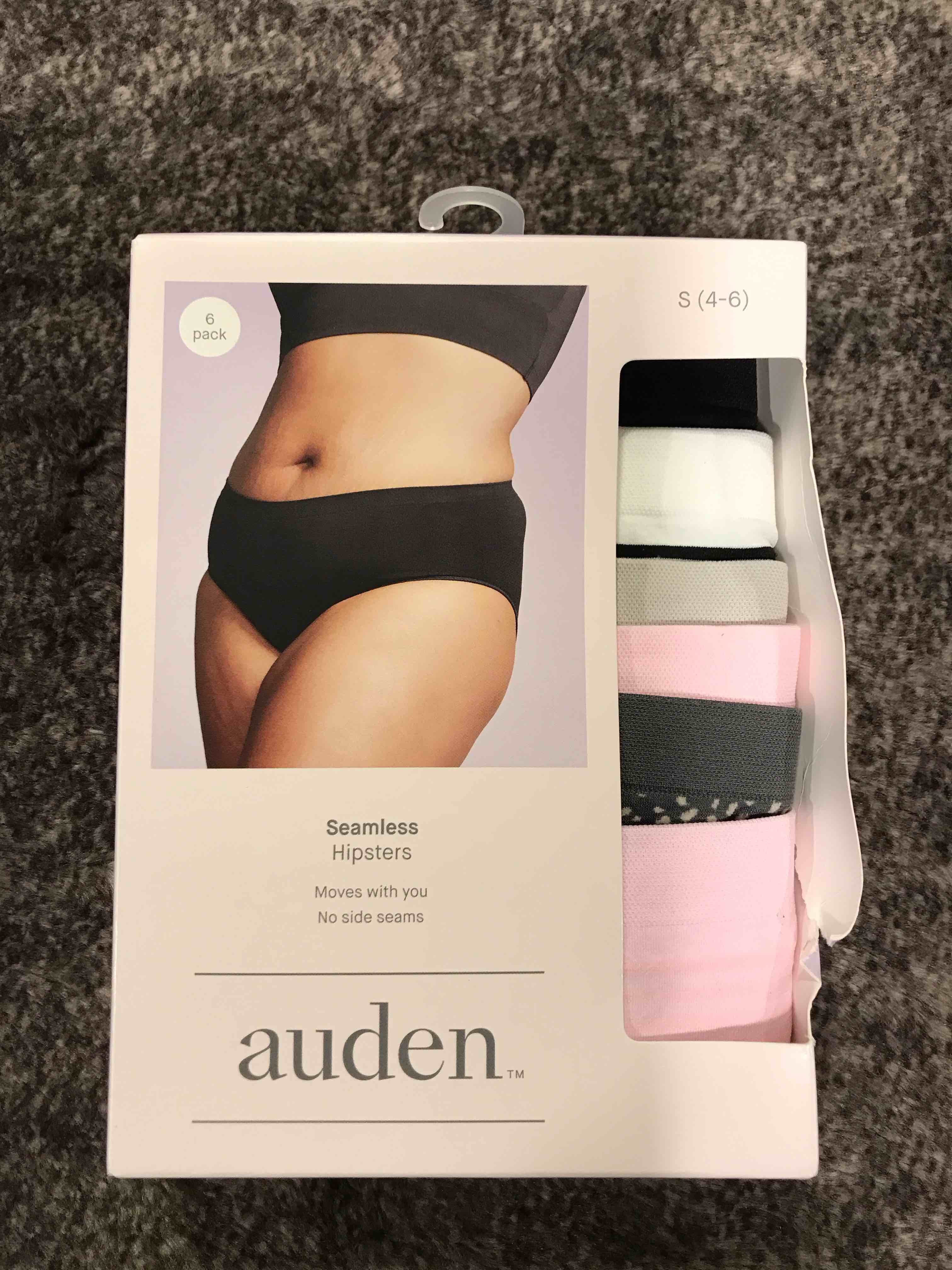 women's 6pk seamless hipster underwear - auden™ assorted color s: solid & stripe knit, lightweight fabric