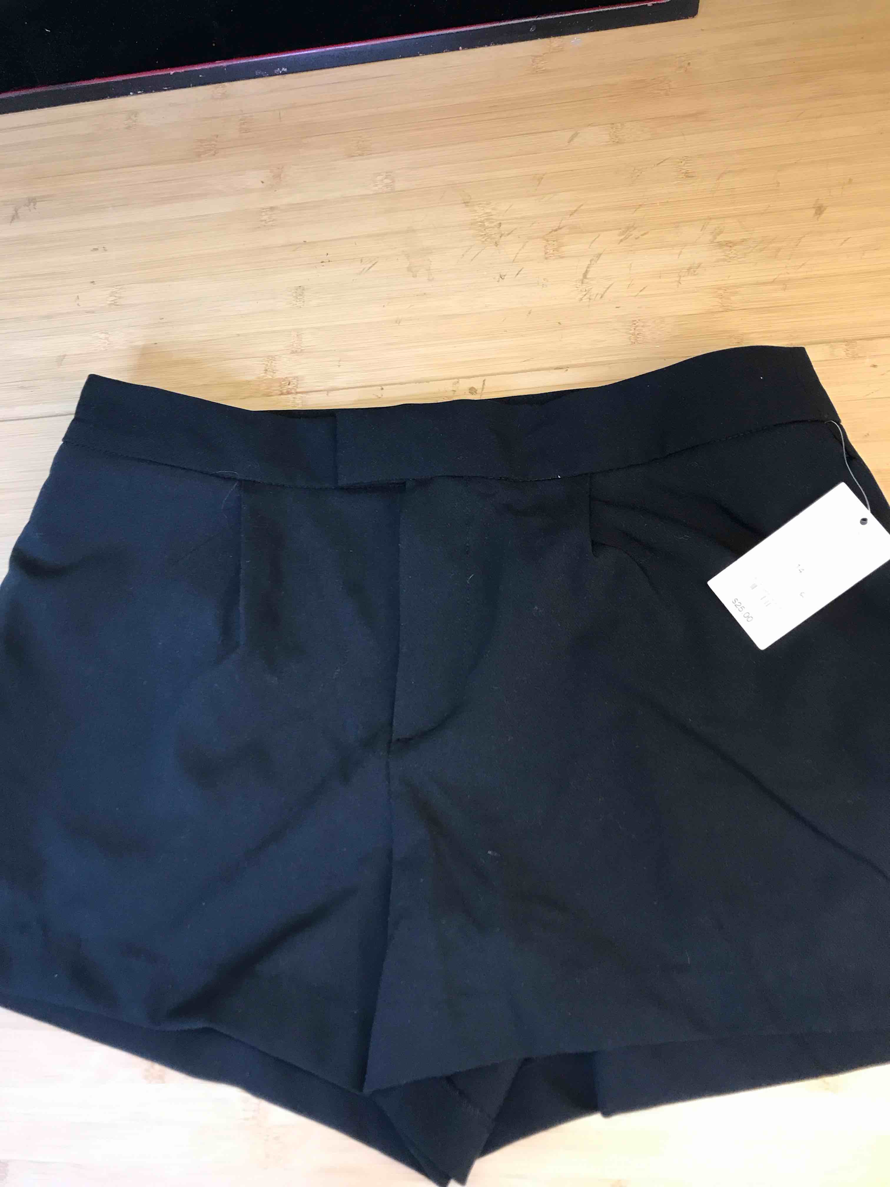 Condition photo showing New/Like New for Women's High-Rise Tailored Shorts - A New Day™ Black 14: Recycled Polyester Blend, Inside Pocket, 4" Inseam