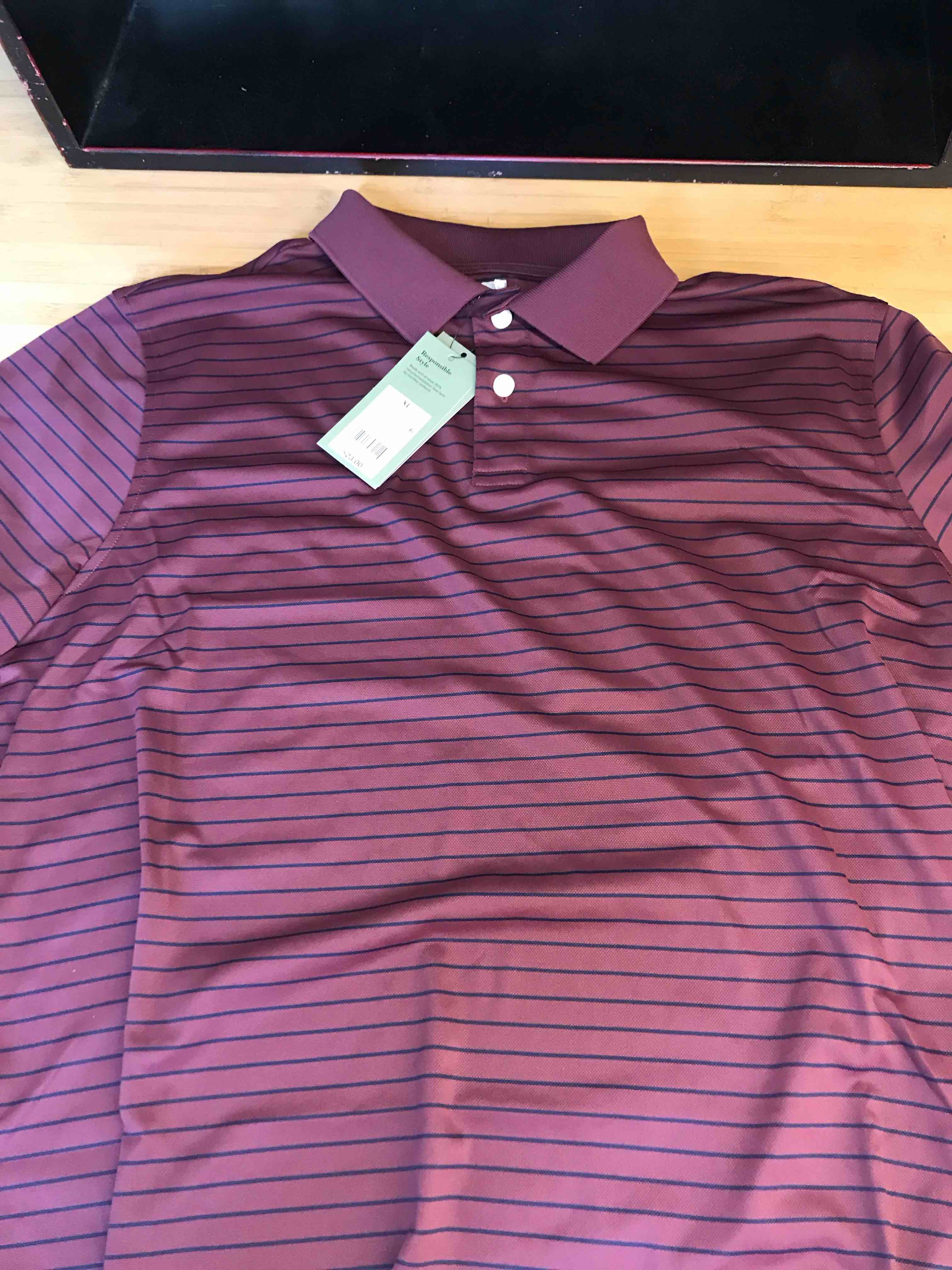 Condition photo showing New/Like New for Men's Performance Polo Shirt - Goodfellow & Co™ Burgundy XL
