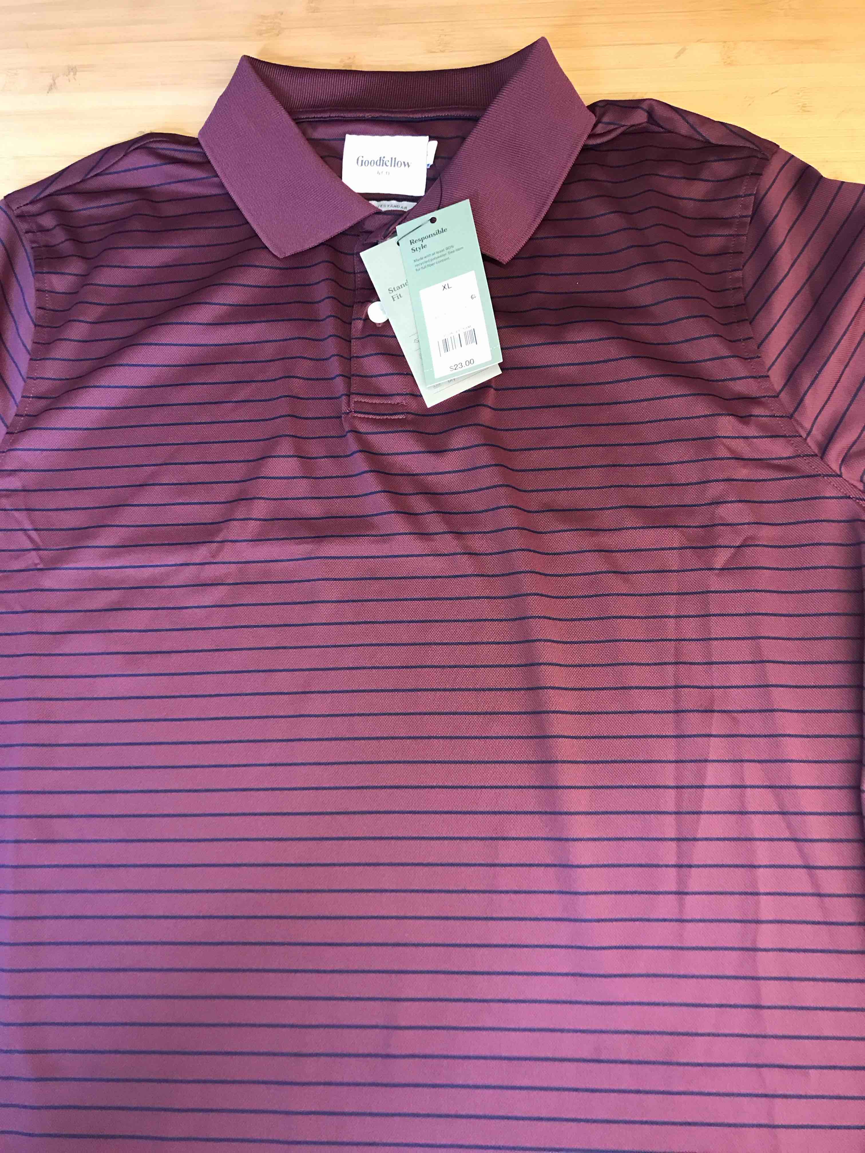 Condition photo showing New/Like New for Men's Performance Polo Shirt - Goodfellow & Co™ Burgundy XL