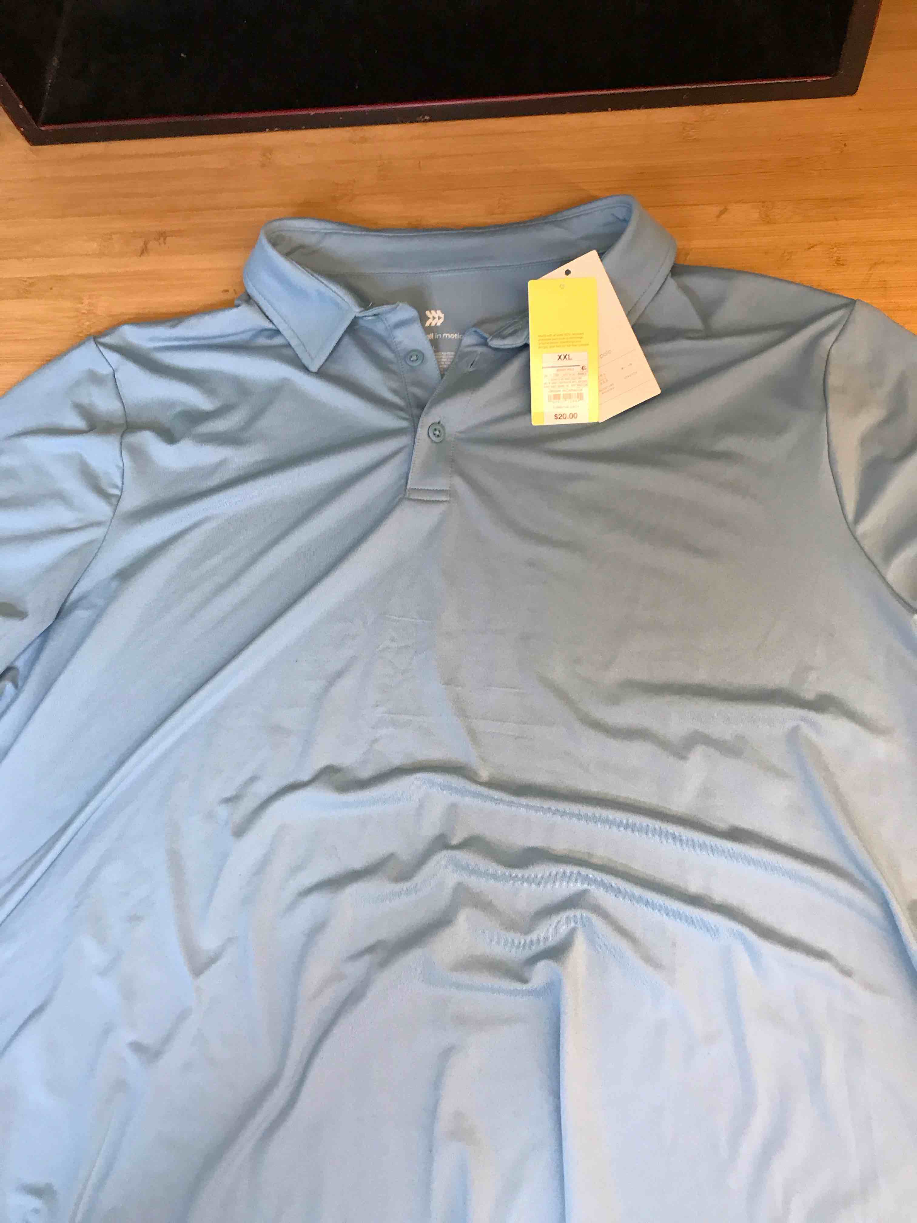 Condition photo showing New/Like New for Men's Jersey Polo Shirt - All In Motion™ Sky Blue XXL: Recycled Polyester, Spandex, Top