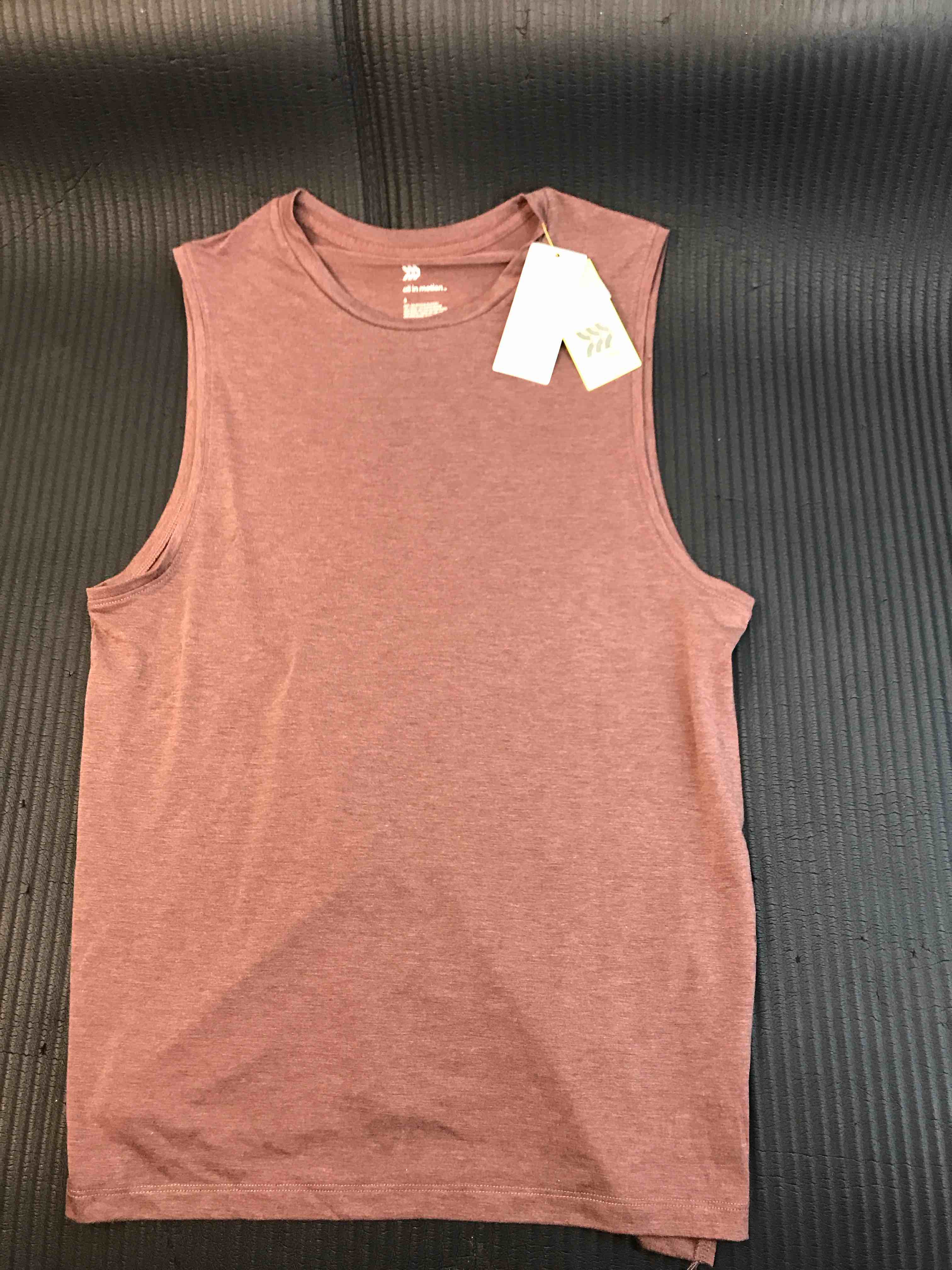 Condition photo showing New/Like New for Men's Sleeveless Performance T-Shirt - All In Motion™ Plum Purple S: Quick Dry, Moisture Wicking, Lightweight Pullover