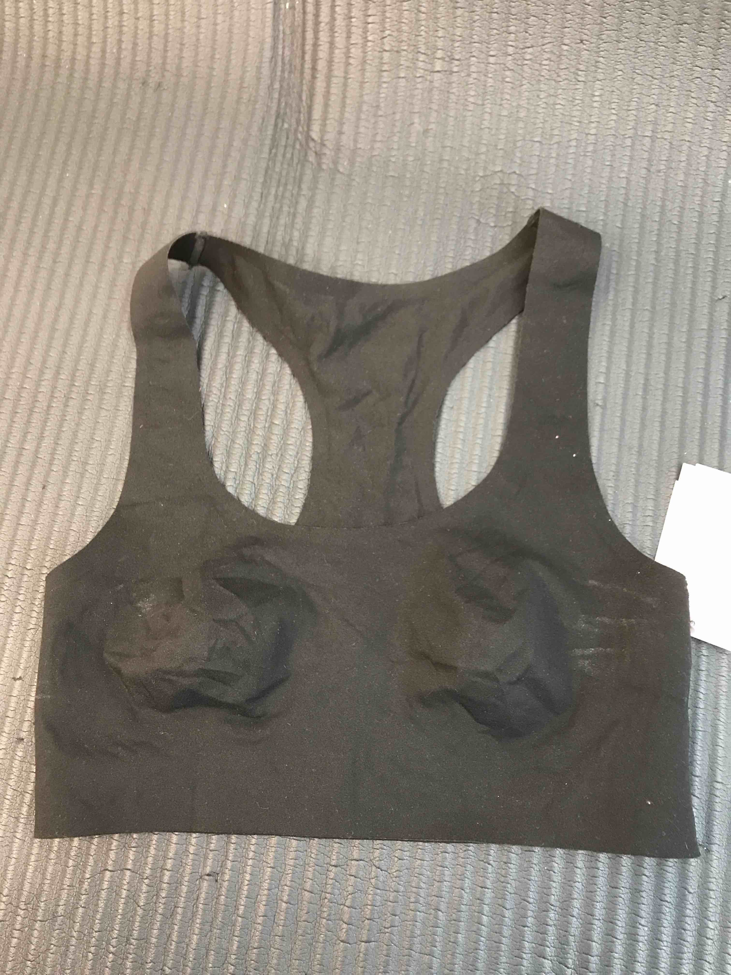 Condition photo showing New/Like New for Women's Luxury Collection Bonded Microfiber Racerback Scoop Bralette - Auden™ Black S: Unlined Tricot Pullover, Comfort Elastic