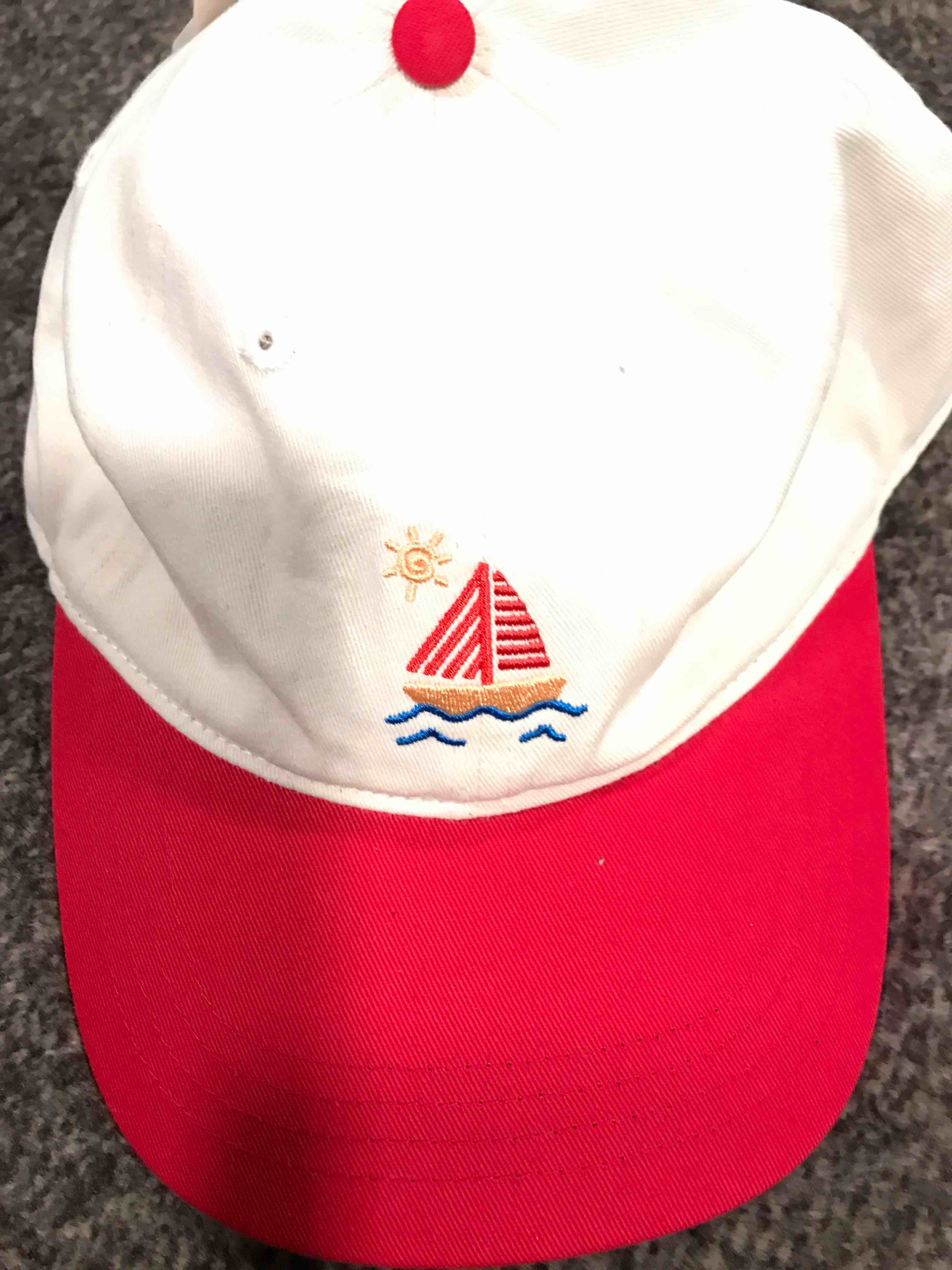 Condition photo showing New/Like New for Trendy Apparel Shop Mini Sailboat Embroidered Low Profile Soft Cotton Baseball Cap
