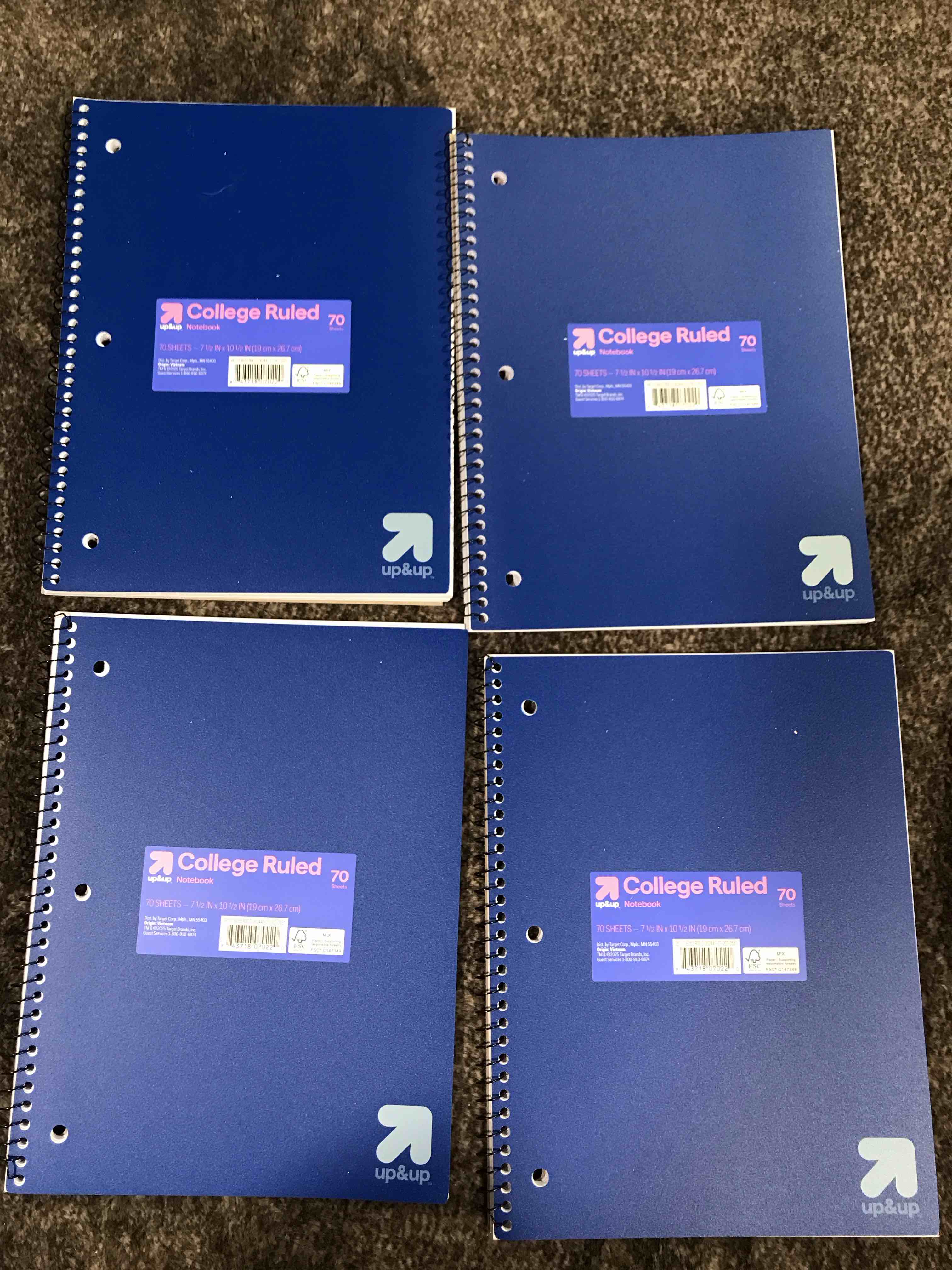 College Ruled Blue 1 Subject Flexible Plastic Cover Spiral Notebook - up&up™