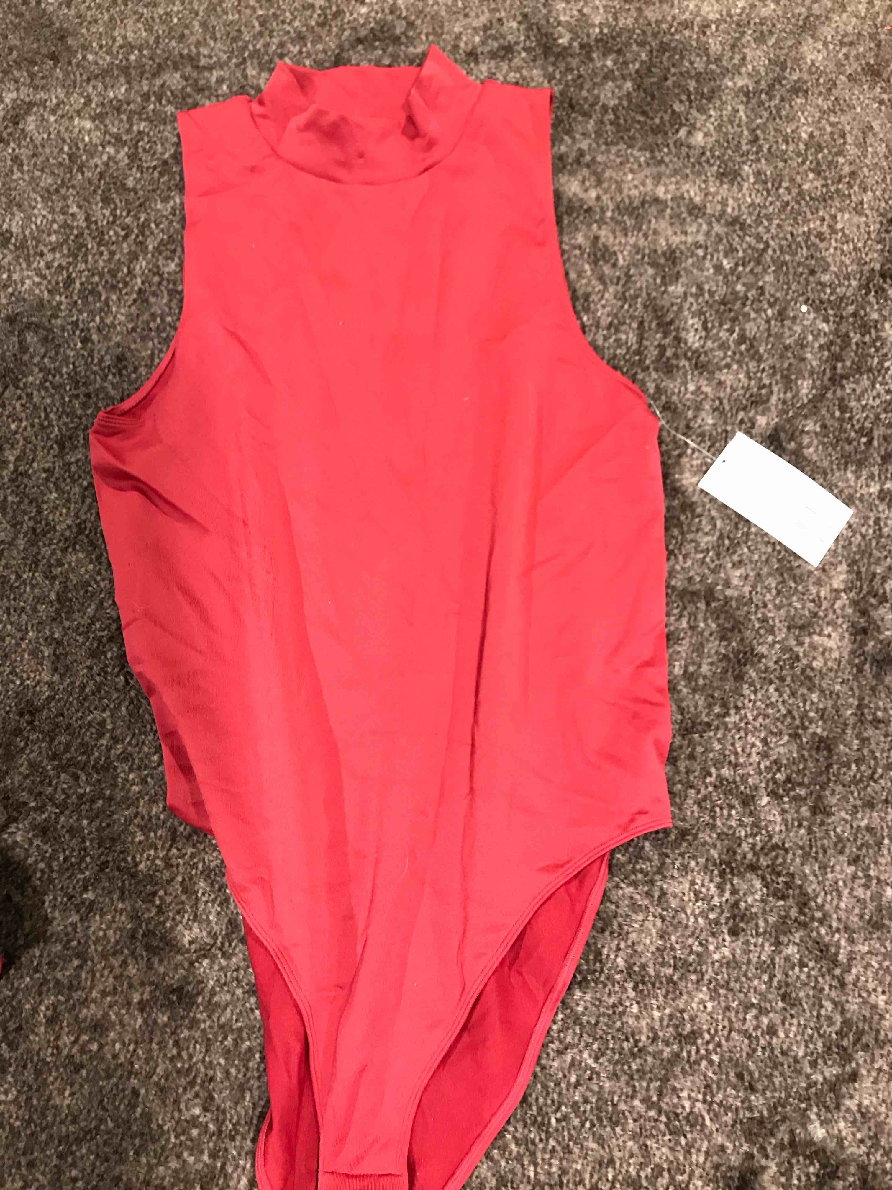 Condition photo showing New/Like New for Women's Seamless Bodysuit - A New Day™ Dark Pink L: Mock Turtle Neck, Sleeveless, Crotch Snap