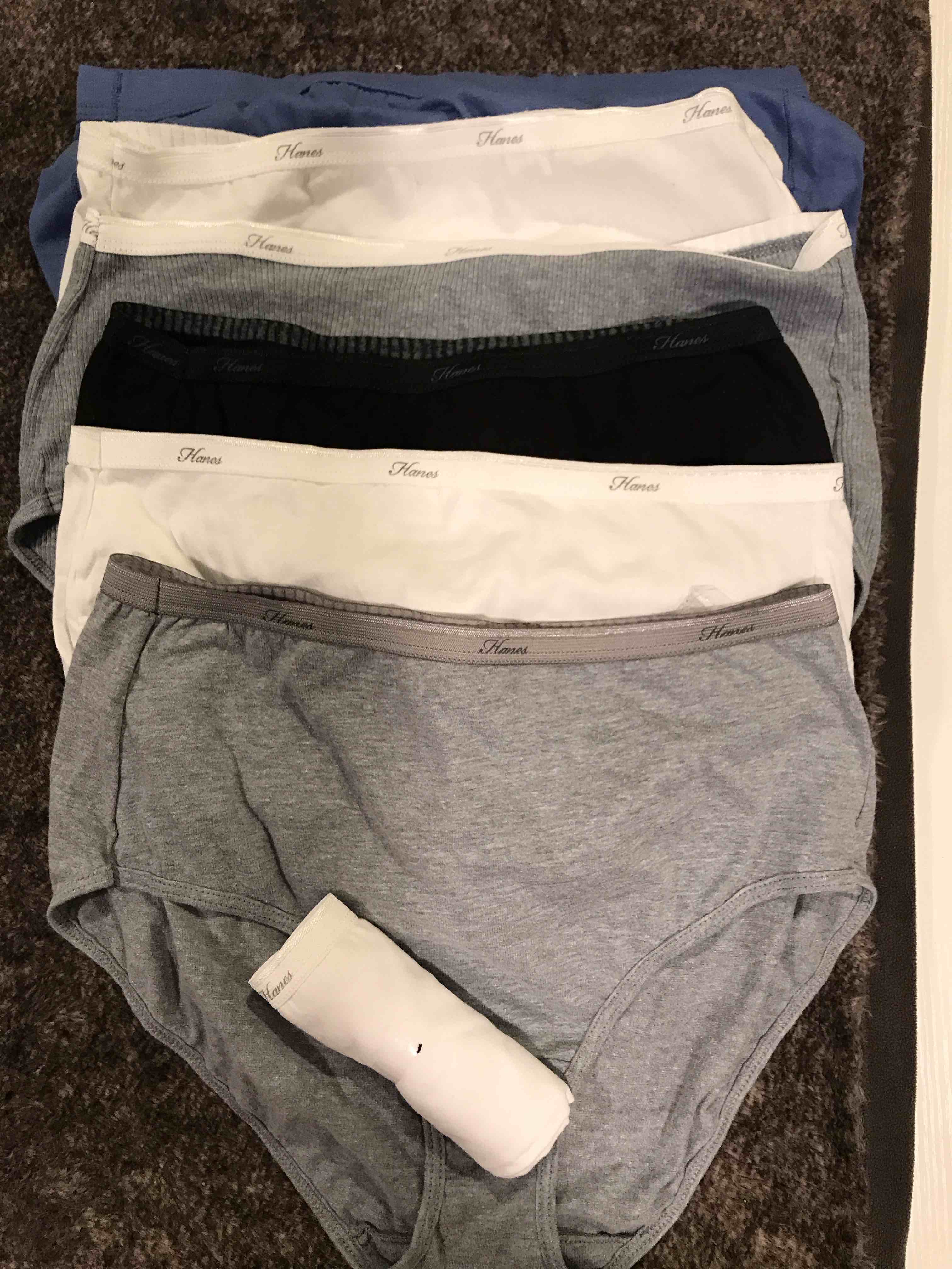 Condition photo showing New/Like New for Hanes Women's Core Cotton Briefs Underwear 6pk - Multi 7: Tagless High Rise Knit Panties