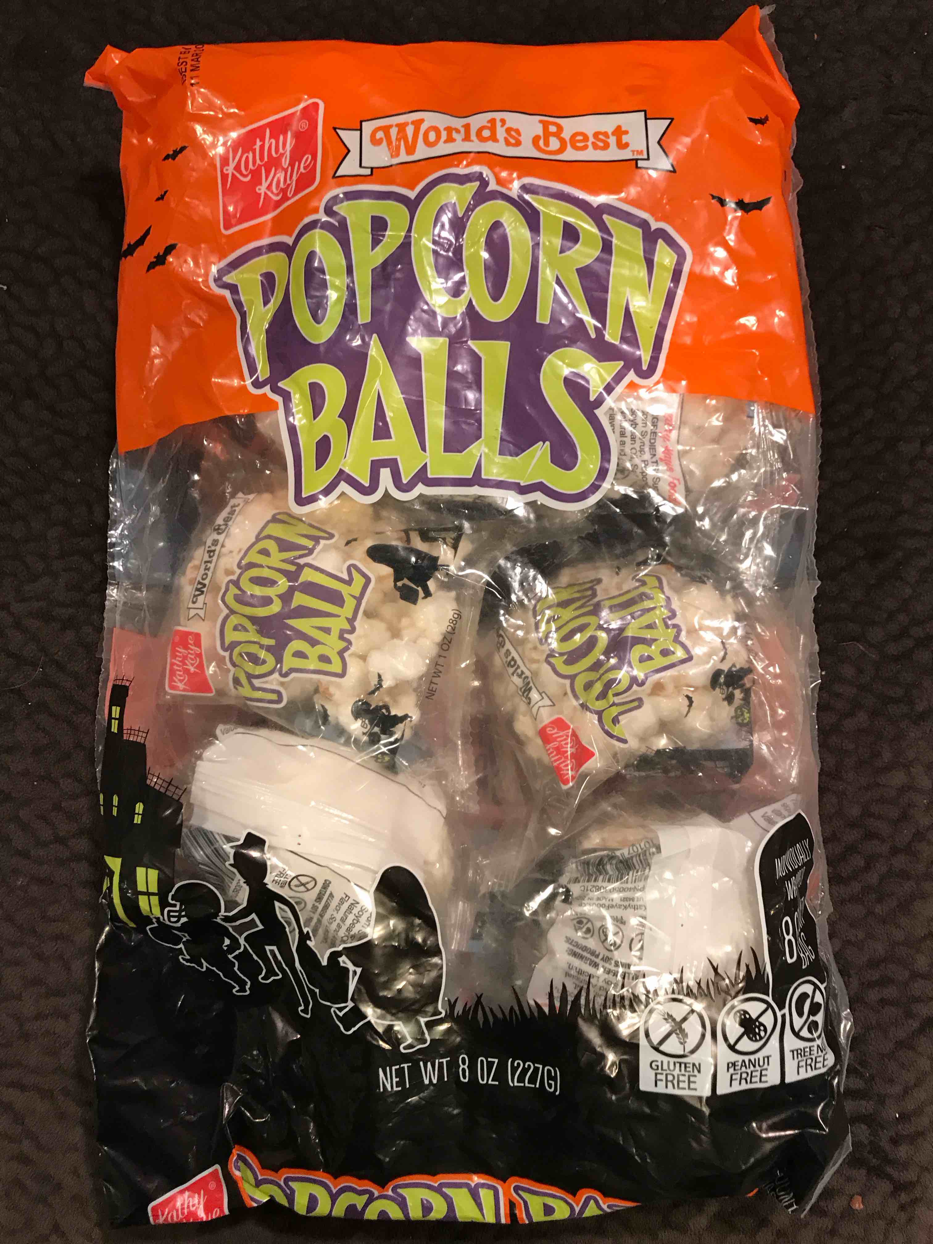 Condition photo showing New/Like New for Kathy Kaye Halloween Popcorn Balls, 1 oz, 8ct BB 03/11/2026