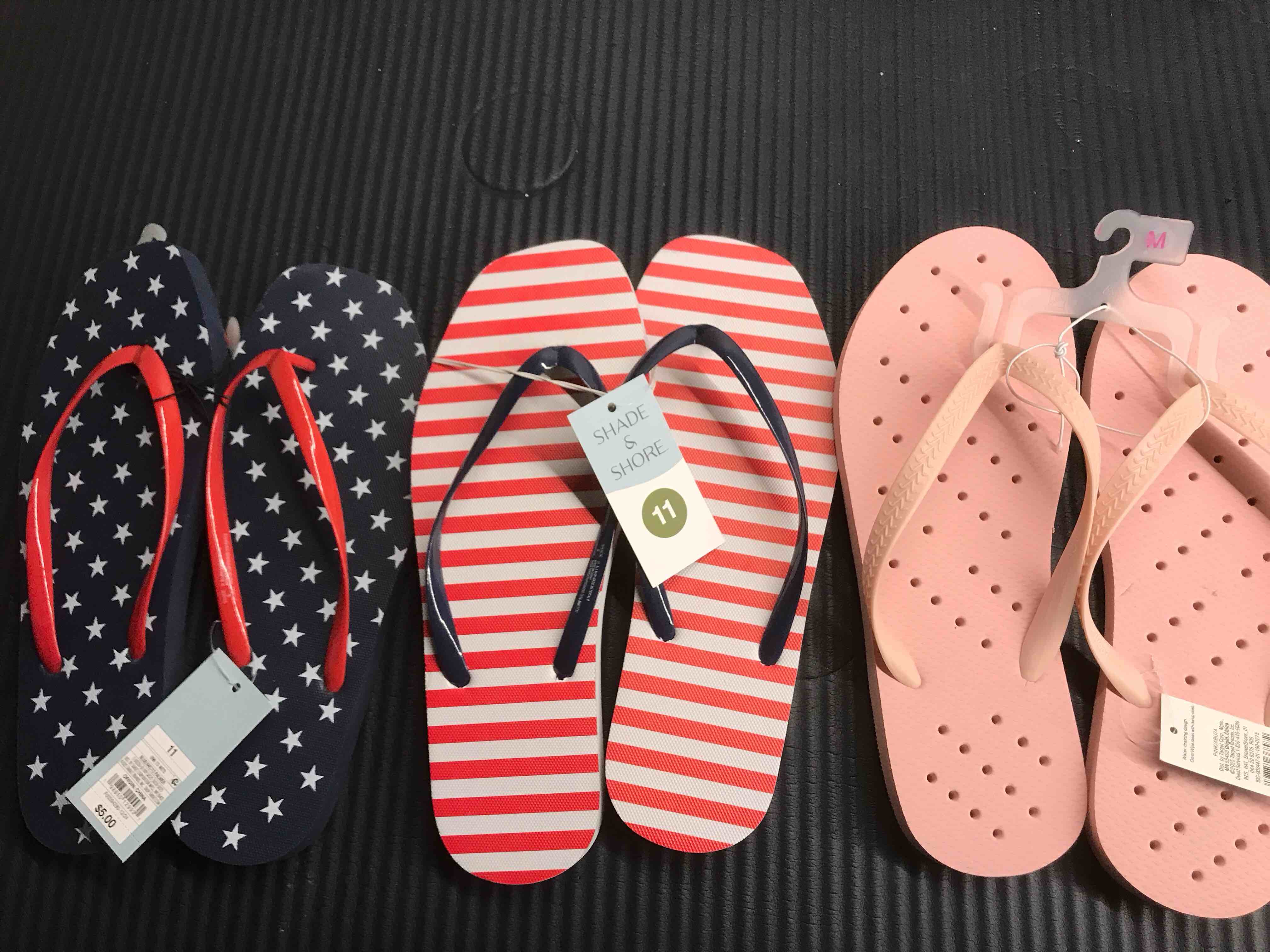 women's americana palmer square toe thong flip flops - shade & shore™ navy blue/white stars 11