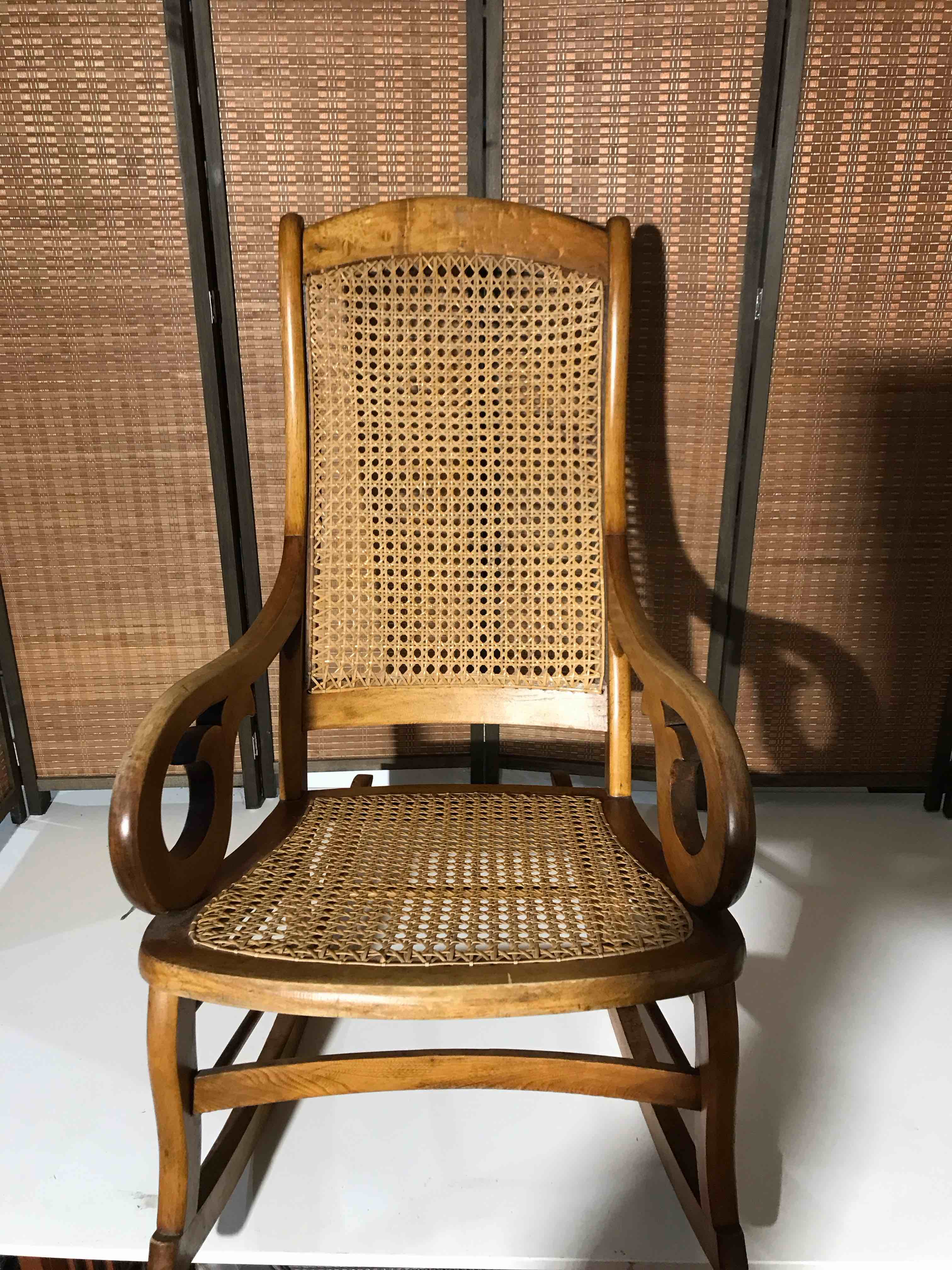 Condition photo showing As Is for Vintage Wooden Rocking Chair