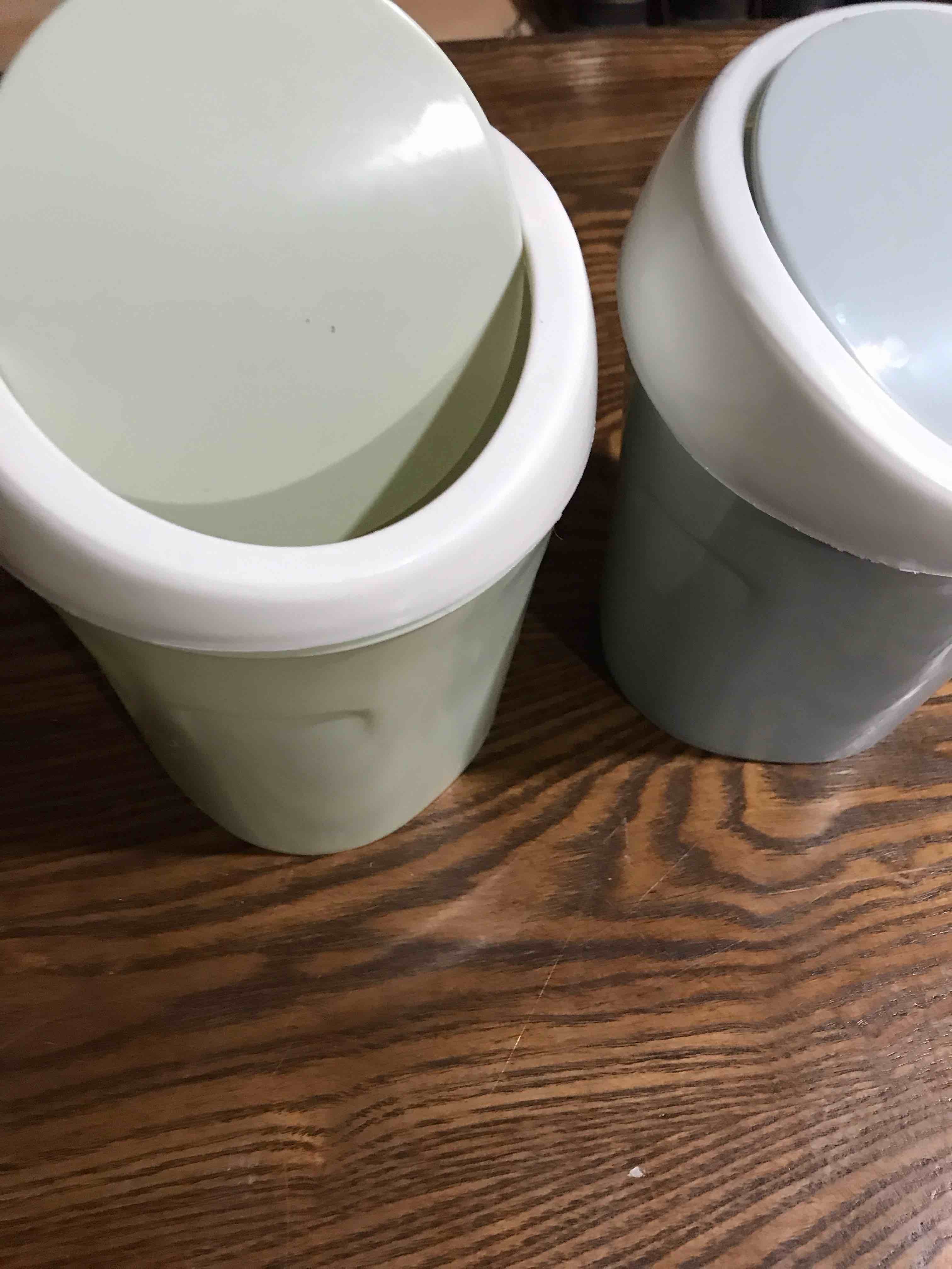 Condition photo showing New/Like New for Mini Swing Lid Desktop Trash Can, Blue + Green Plastic