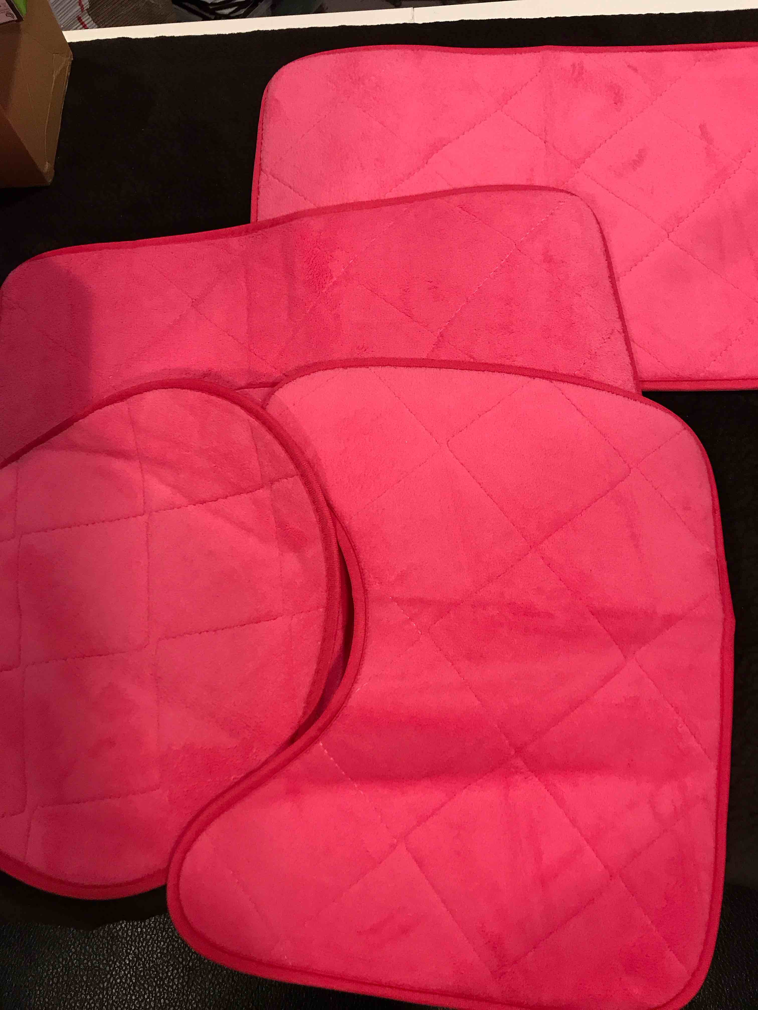 Condition photo showing New/Like New for 3 Piece Basic Polyester Ultra Plush Rugs Set with Toilet Lid Cover #6 (Hot Pink Magenta)