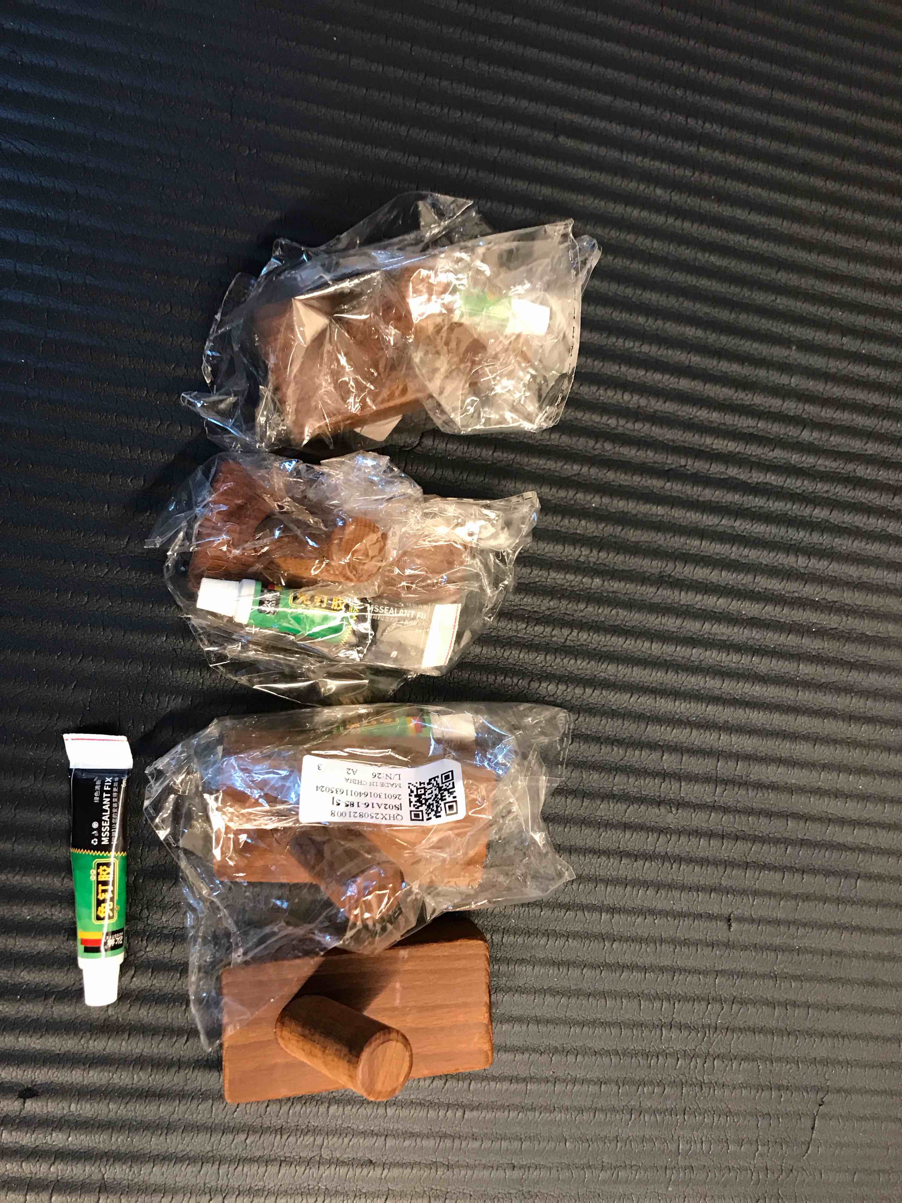 Condition photo showing New/Like New for 4 Pack Wooden Wall Hooks for Hanging, Adhesive Mounted & Wall Mount Boho Decorative Walnut Wood Coat Hooks for Towel Clothes Blanket Hat Backpack Robe Nursery Door Board Entryway Key Holder