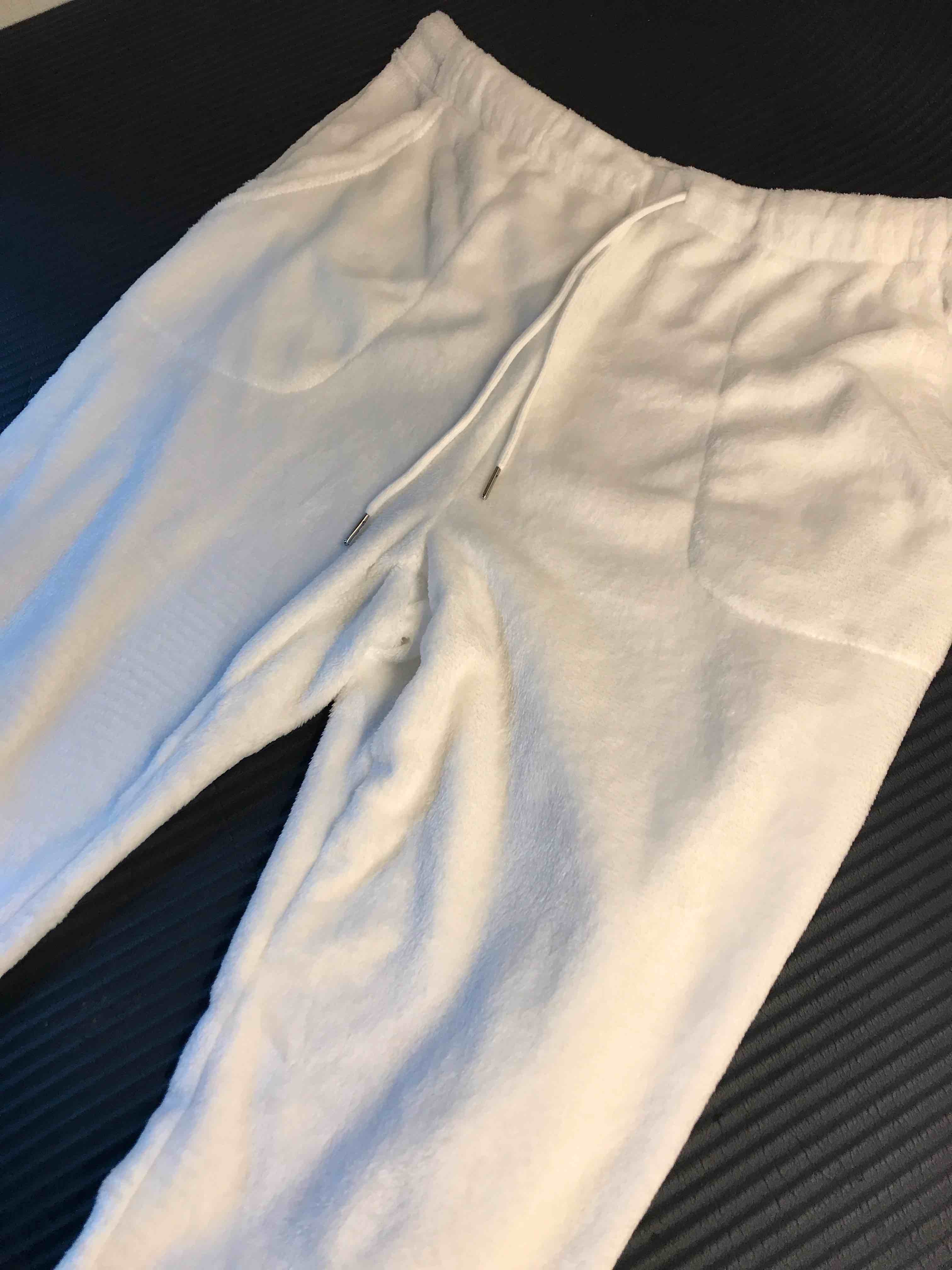 Condition photo showing New/Like New for ZAFUL Women's Fuzzy Plush Pajama Pants Drawstring Elastic Waist Wide Leg Teddy Pj Bottoms Lounge Pants M