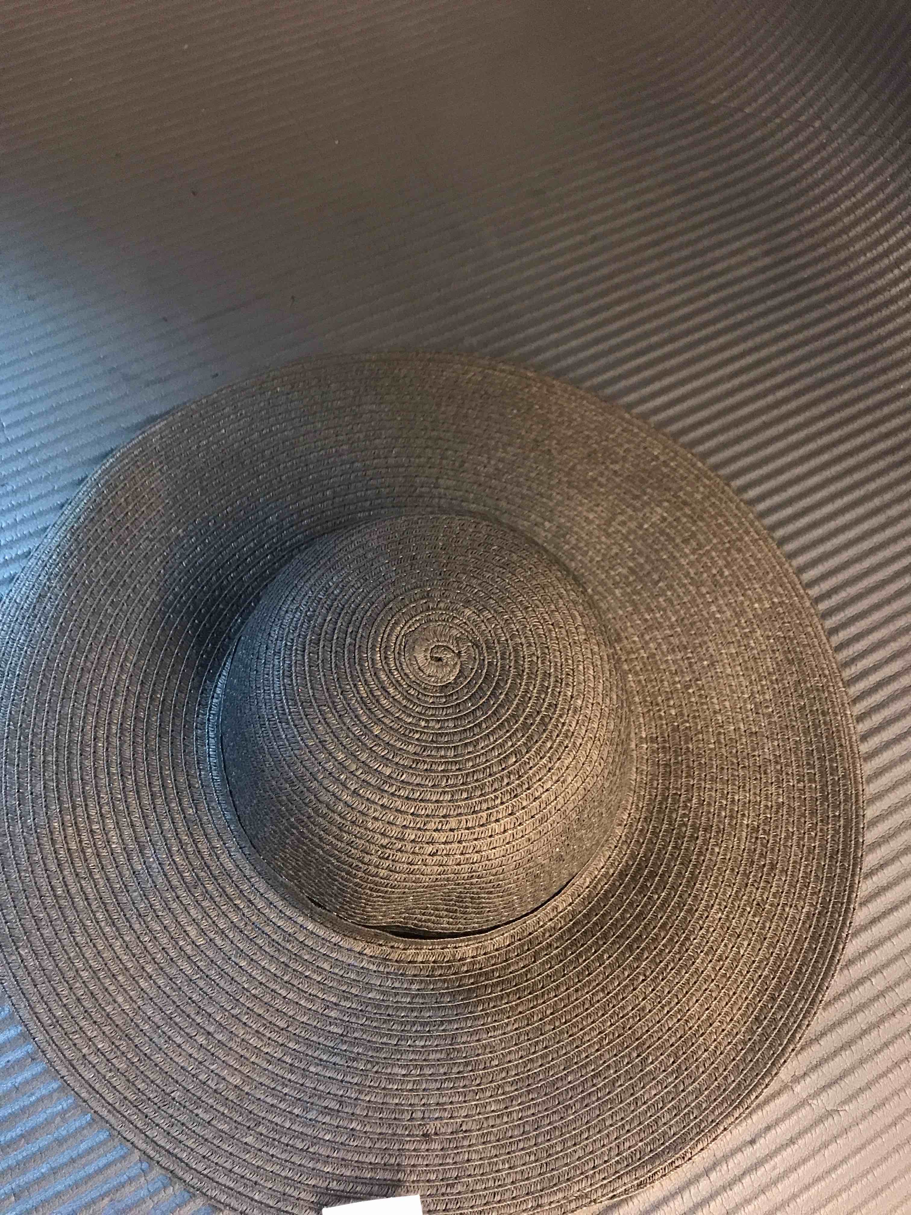 Condition photo showing New/Like New for Packable Paper Straw Floppy Hat - Shade & Shore™ Black: UPF 50+ Sunhat, Midweight Woven, Adult One Size
