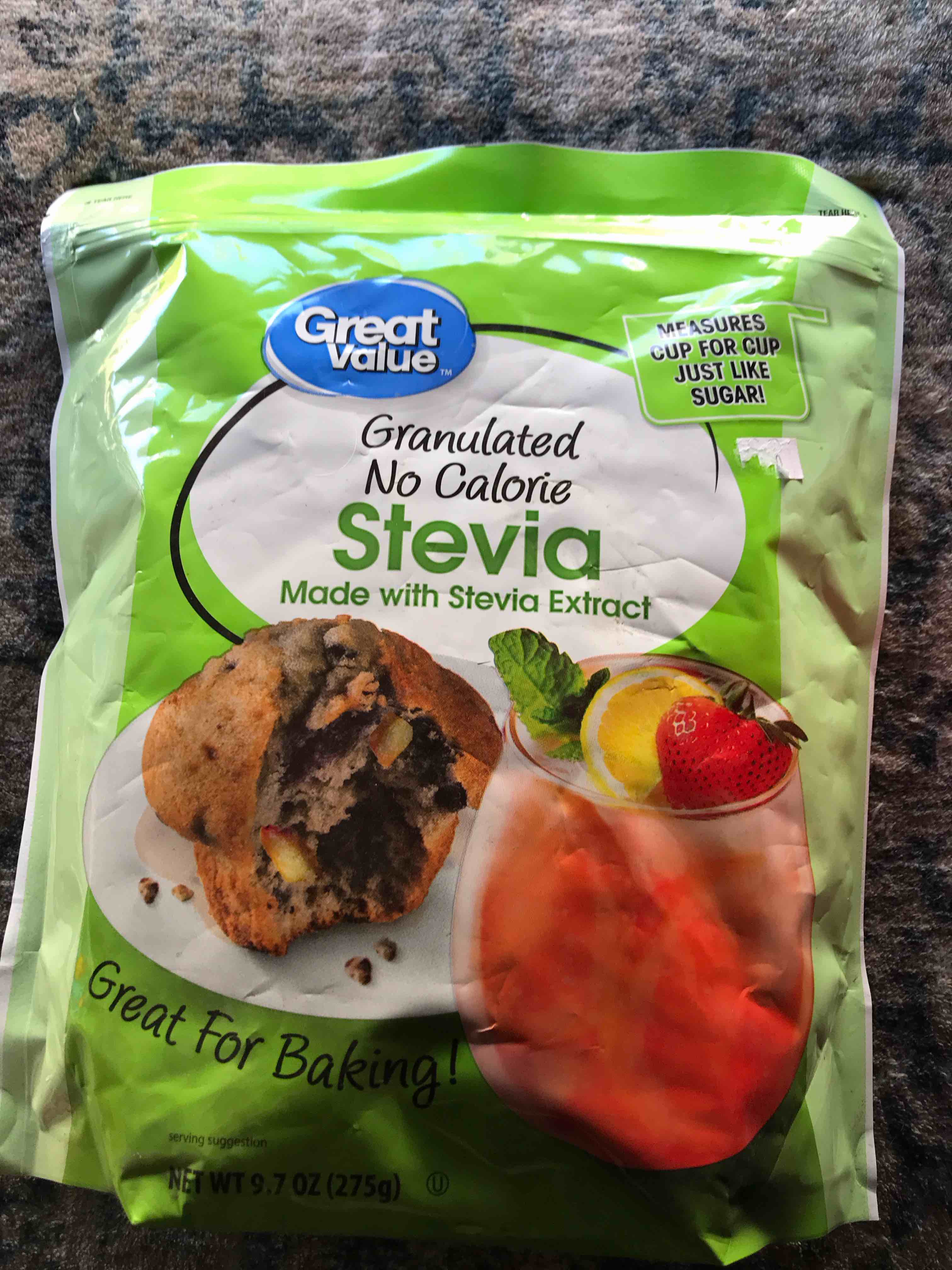 Condition photo showing New/Like New for Great Value Granulated Stevia Sweetener  No Calorie  9.7 oz