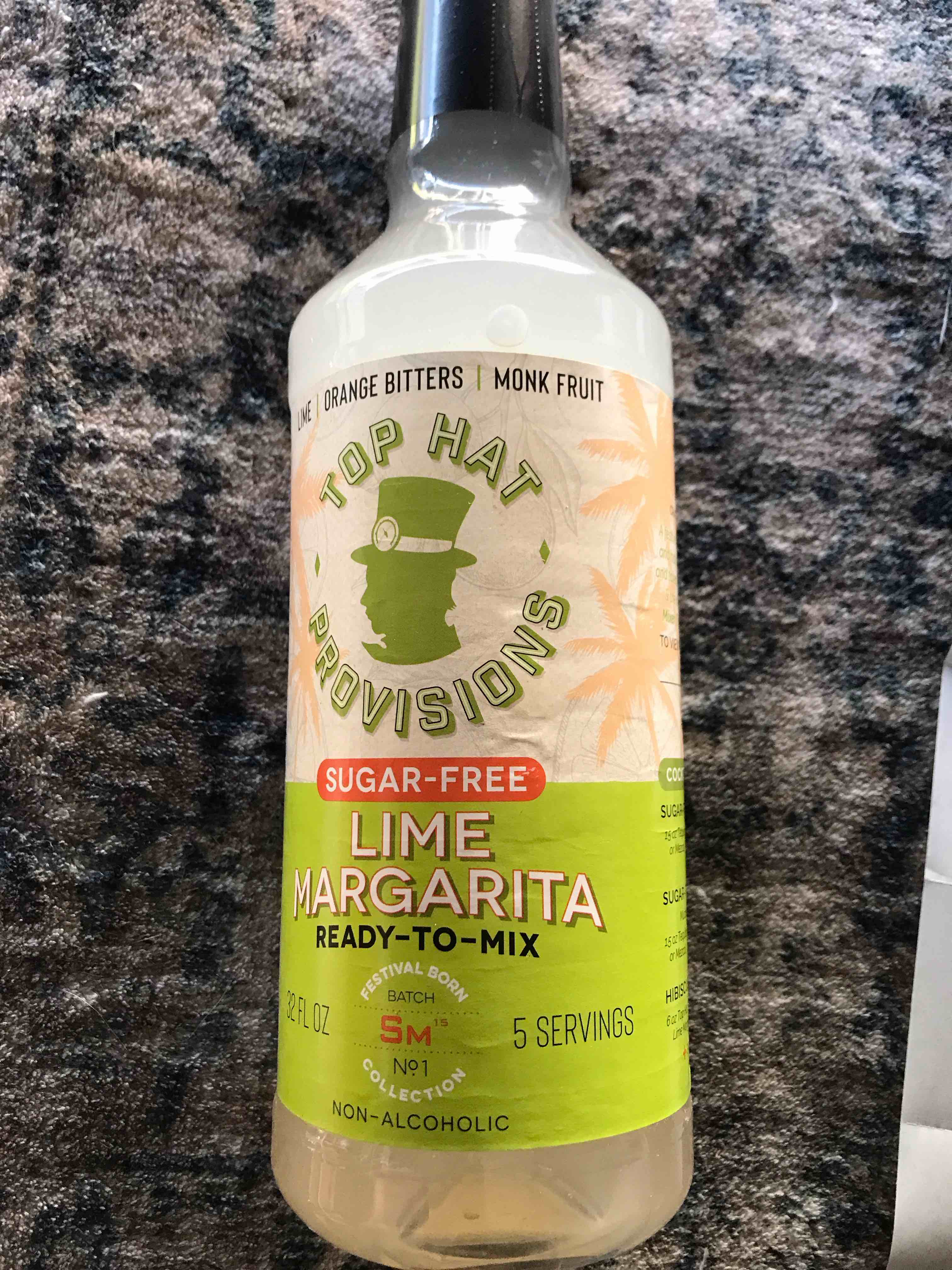 Condition photo showing New/Like New for Top Hat Keto Sugar Free Lime Margarita Mix - Naturally Sweetened with Monk Fruit - 32oz Liquid Plastic Bottle