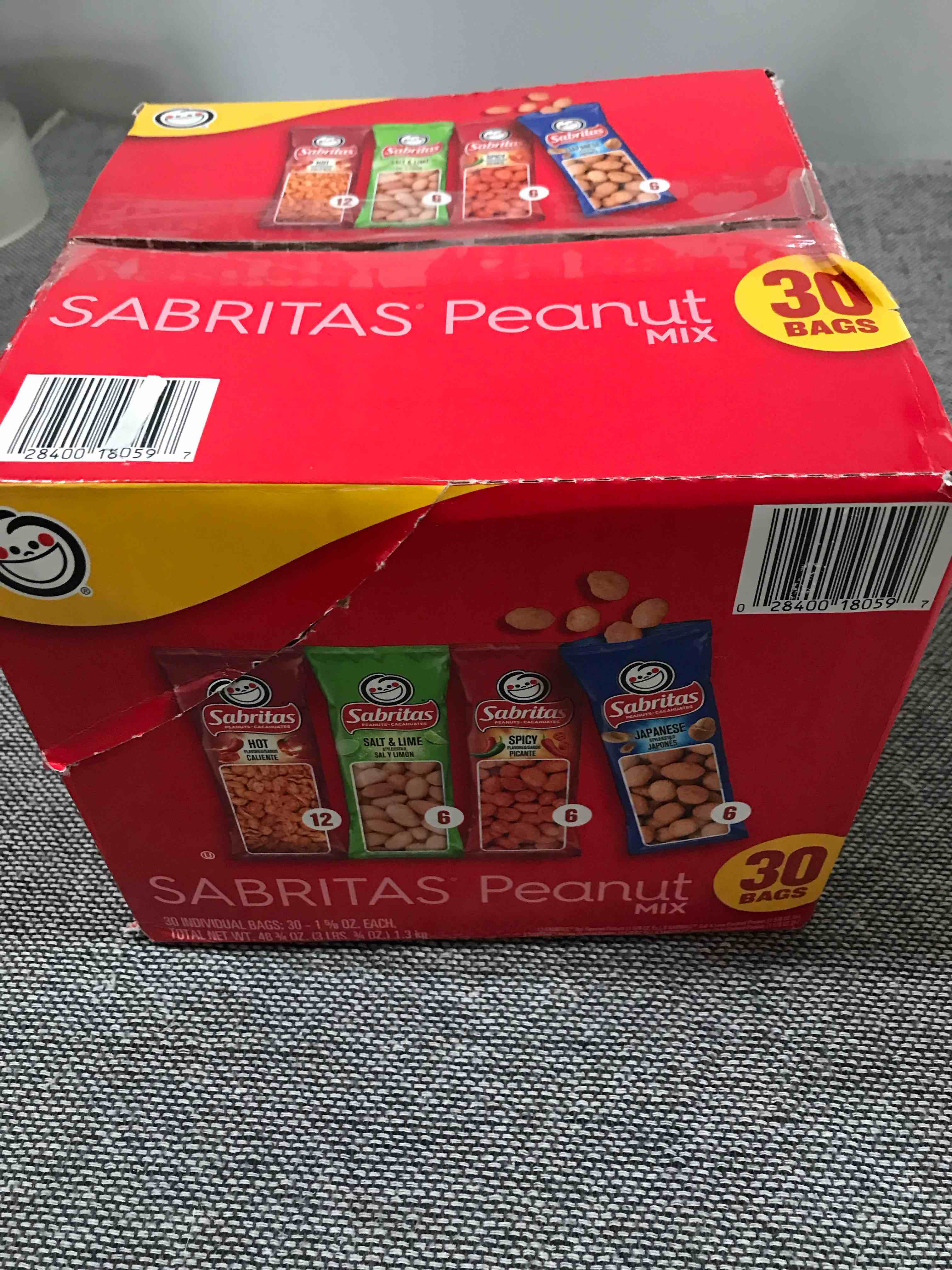 Condition photo showing Good Condition for Sabritas Peanut Mix - Hot Flavored Peanuts, Lime Flavored Peanuts, Picante Flavored Peanuts, Japanese Style Peanuts - 30 pck