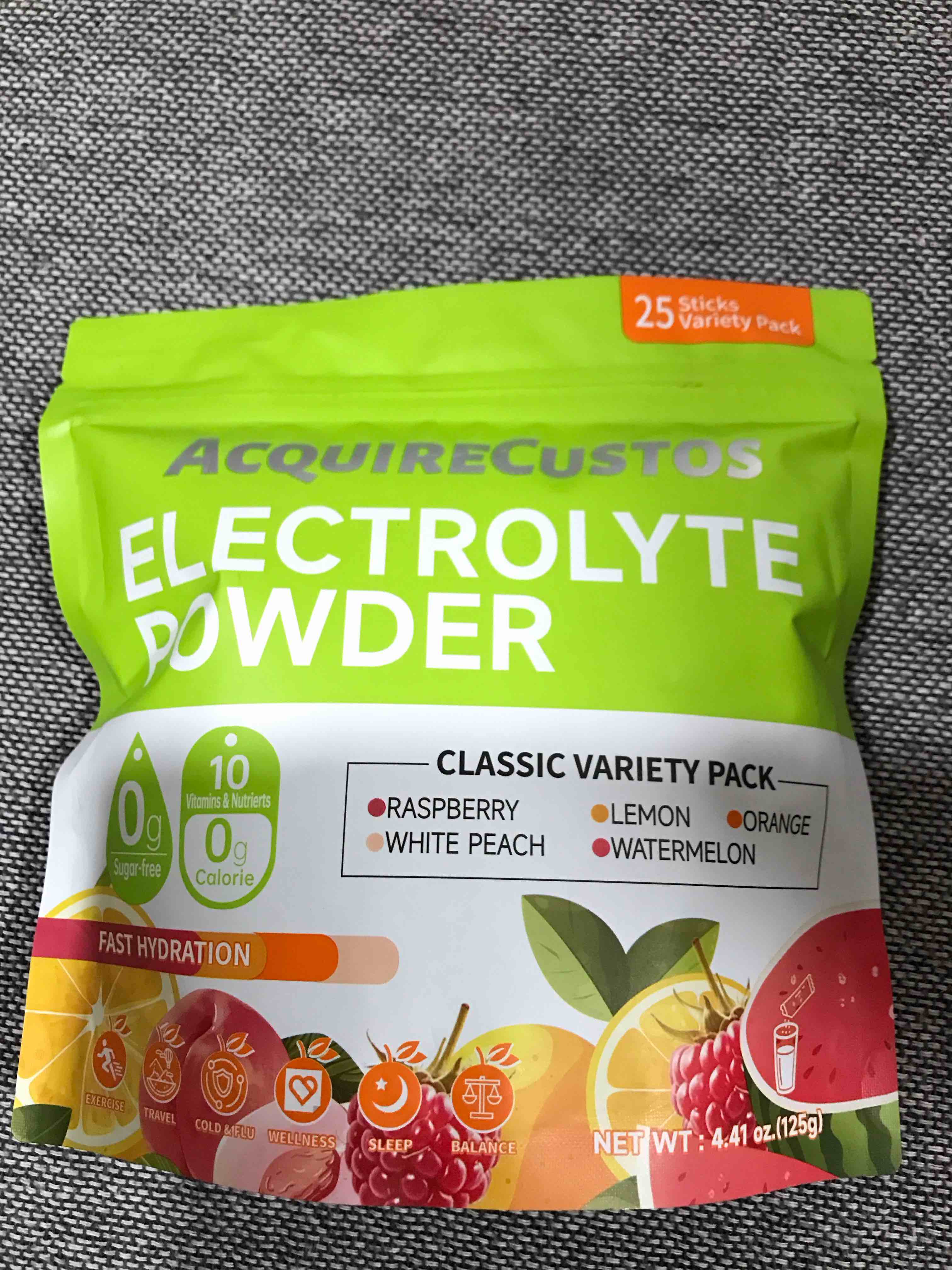 Condition photo showing New/Like New for Electrolytes Powder Packets 25 Sticks Hydration Packet Sugar Free Electrolyte Drink Mix 5 Flavors for Rehydration with Minerals Nutrients with Lemon, Watermelon, Orange, Raspberry, White Peach