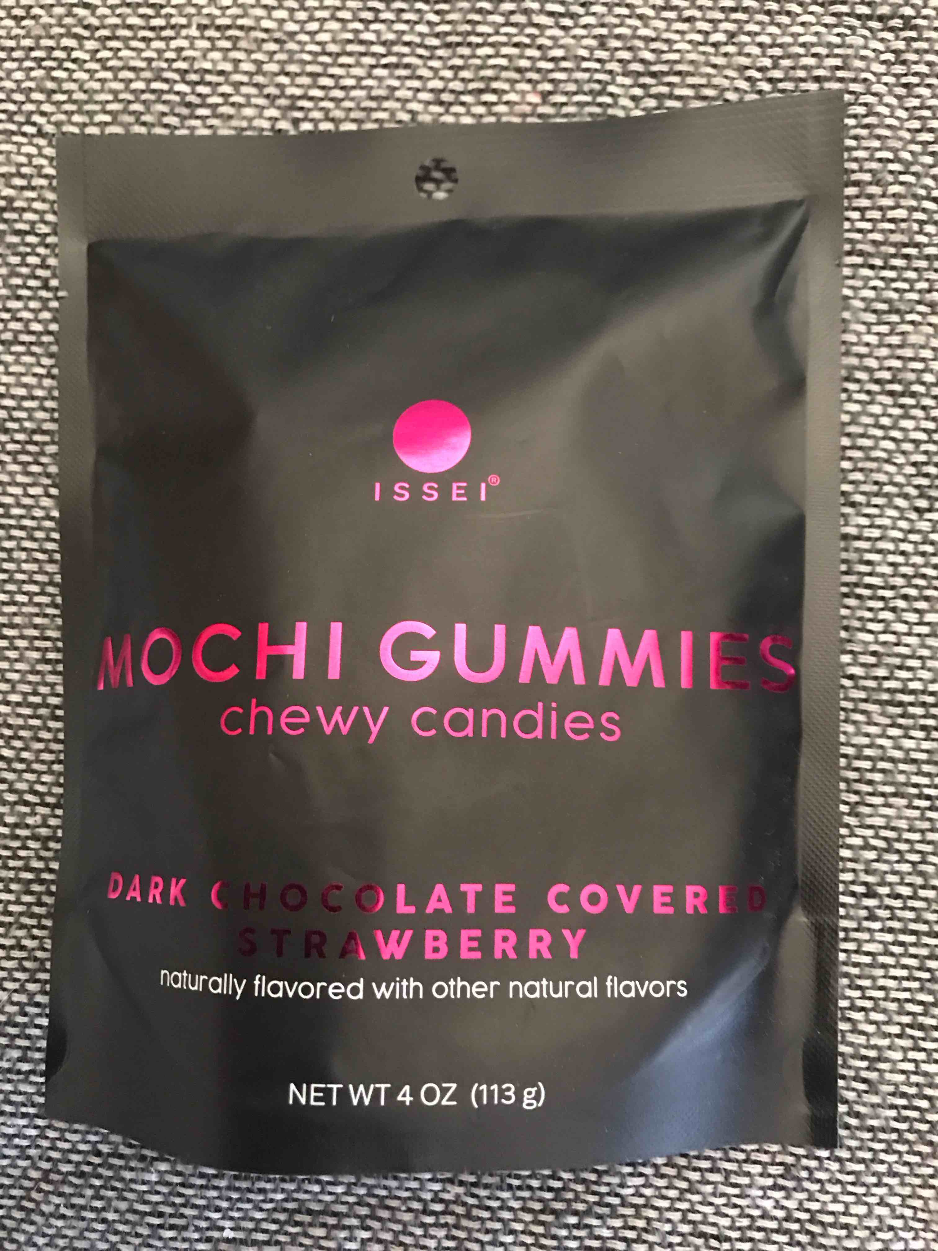 Condition photo showing New/Like New for ISSEI Chocolate Strawberry Mochi Gummies | Dye-Free Candy with Colors from Natural Sources | Gelatin-Free | Real Sugar | Award-Winning Japanese Candy | 4 Oz 1-Pack