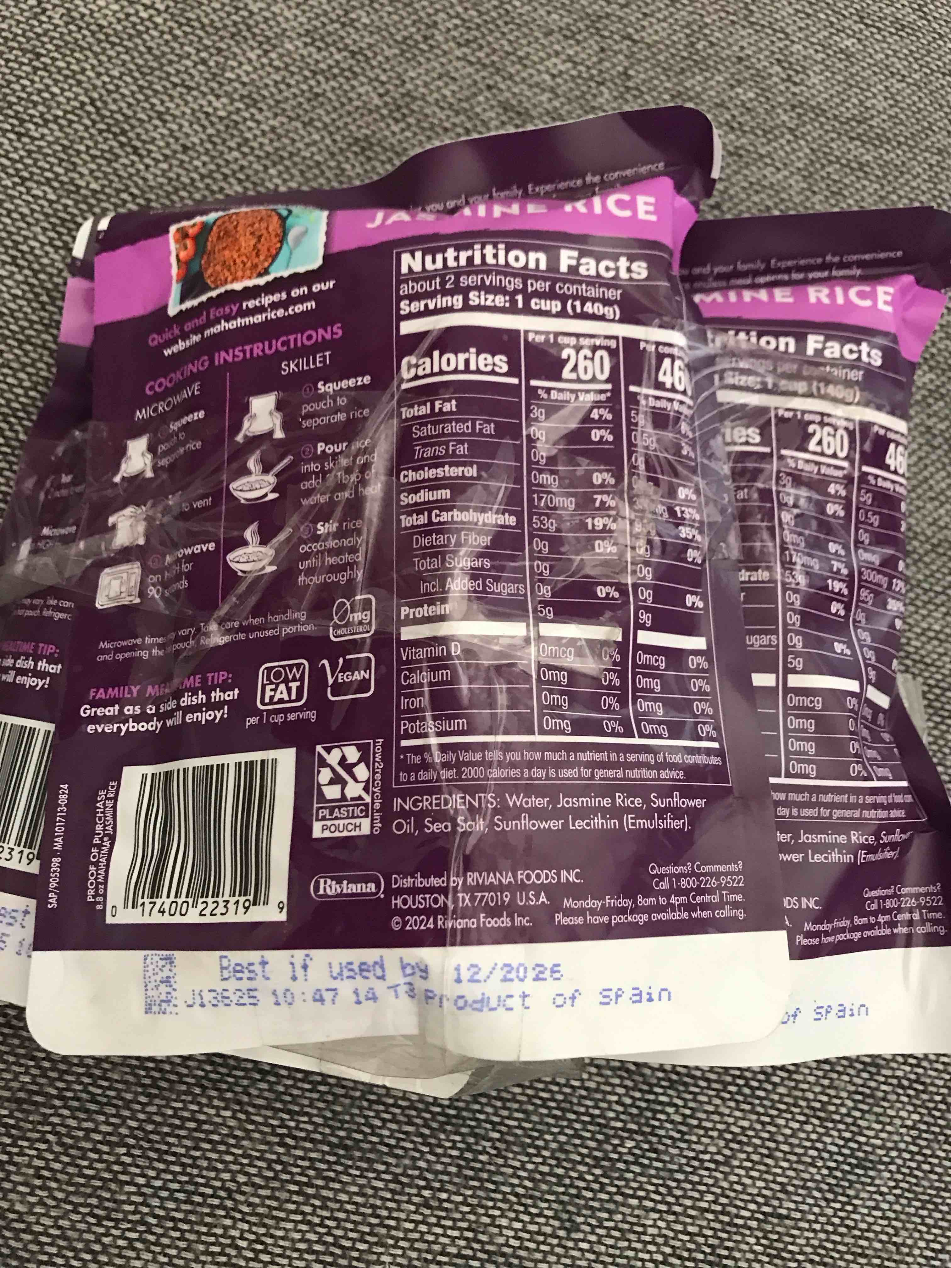 Condition photo showing Good Condition for Mahatma Ready-to-Heat White Jasmine Rice  8.8 oz Bag