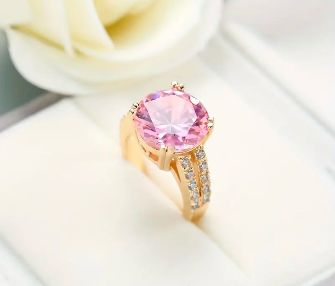 gorgeous 925 silver 18k rose gold plated ring sz 7 