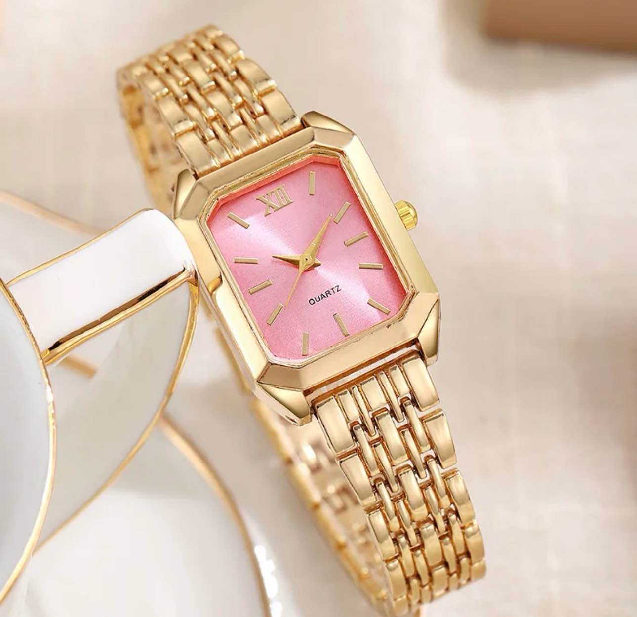 Classic Luxury Pink Face Men’s Watch