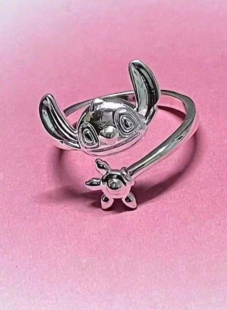 Beautiful Disney Stitch 925 Silver Plated Ring Sz