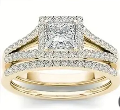 Gorgeous 925 Silver 18K Gold Plated Ring Sz 8