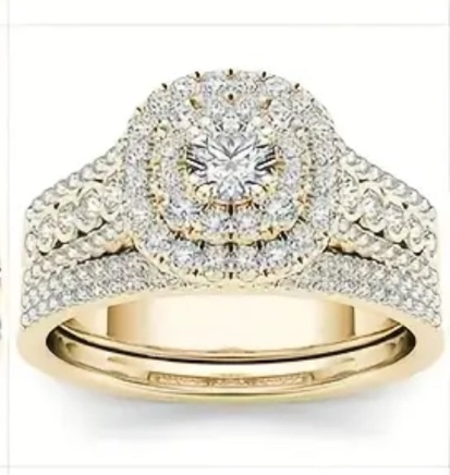 Gorgeous 925 Silver 18K Gold Plated Ring Sz 8