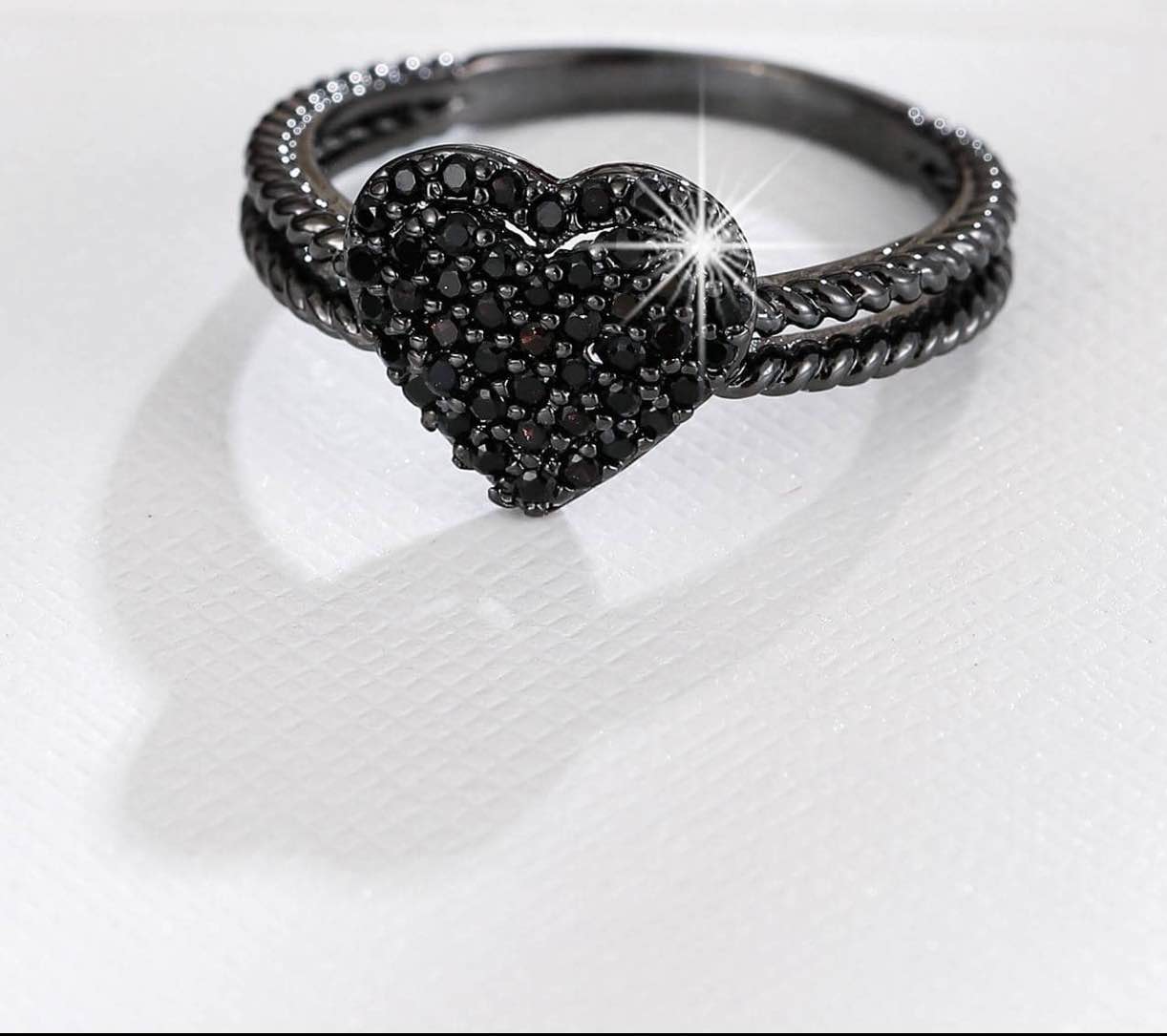 Beautiful 925 Silver Plated Black Sapphire Ring Sz 8