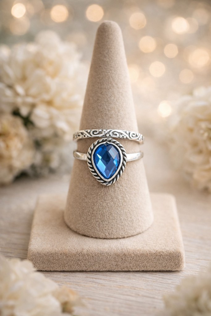 beautiful 925 silver plated ring set sz 6