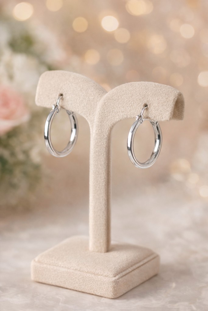 beautiful 925 silver plated hoop earrings 