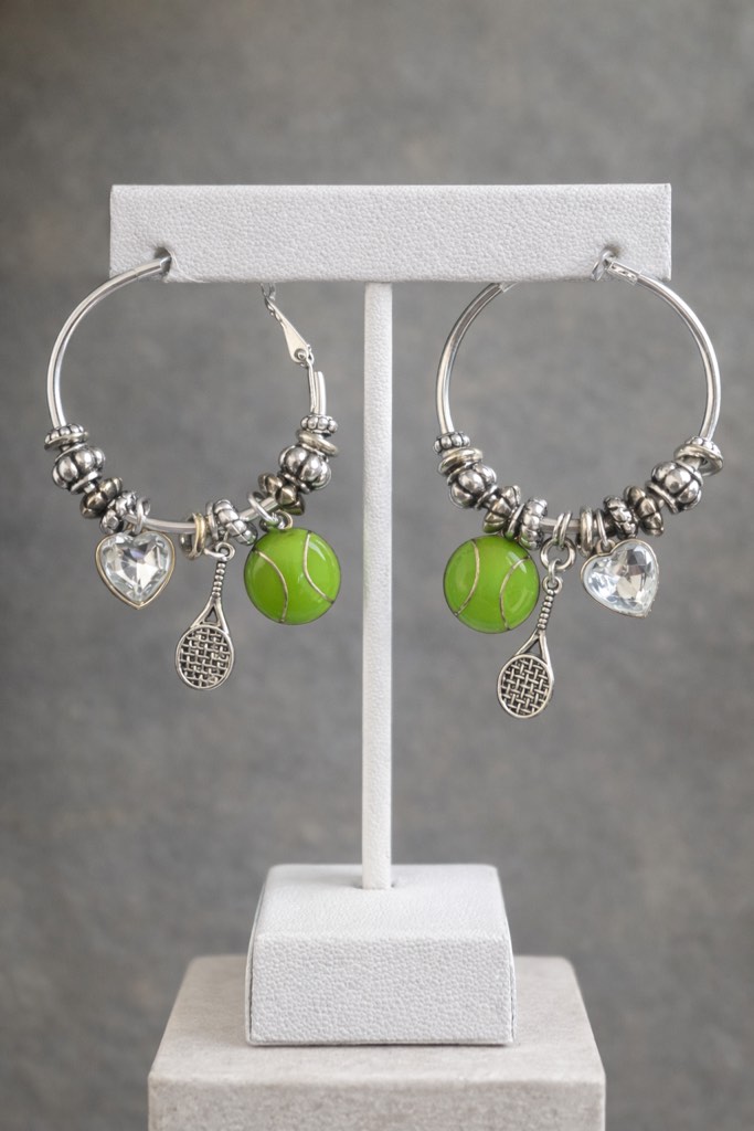 Condition photo showing New/Like New for Elegant 925 Silver plated tennis-inspired hoop earrings 