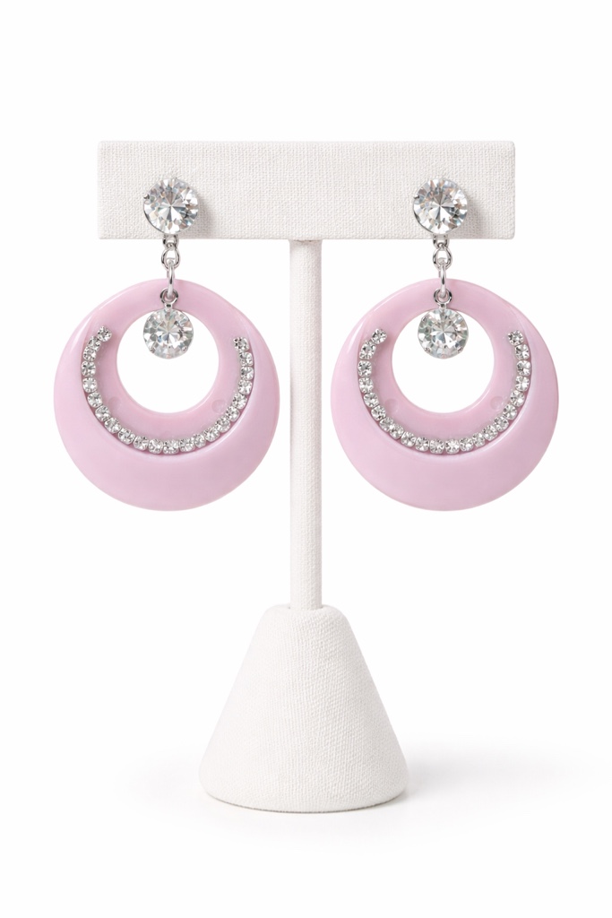 Condition photo showing New/Like New for Elegant pink statement earrings 
