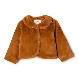Amazon Essentials x Sofia Grainge Toddler Girls' Faux Fur Jacket (Caramel, 3T)