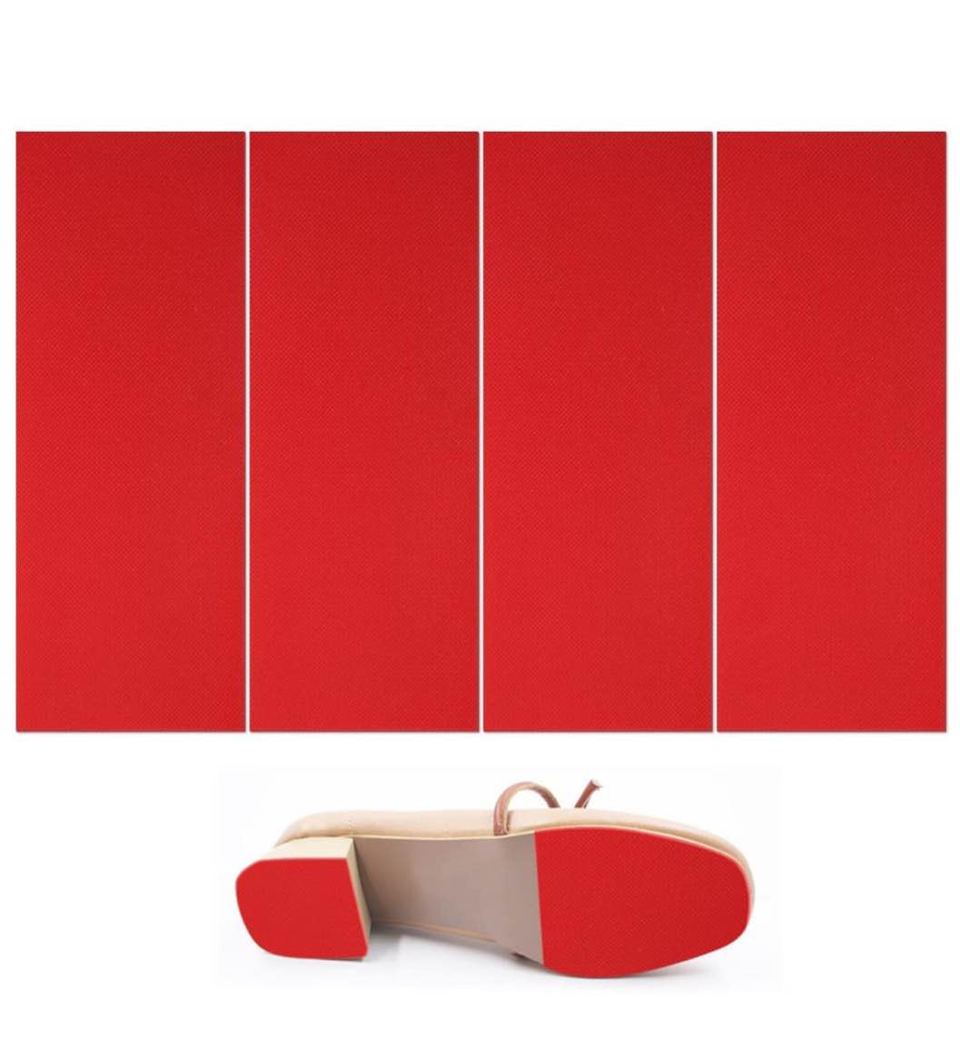 Modixun 4 Pcs 9.84×3.94in/25×10cm Shoe Sole Protector, Non-Slip Silicone Shoe Grip Sticker, Self Adhesive Shoe Bottom Protector, Noise Reduction Shoe Sole Pads for Man Women, Red