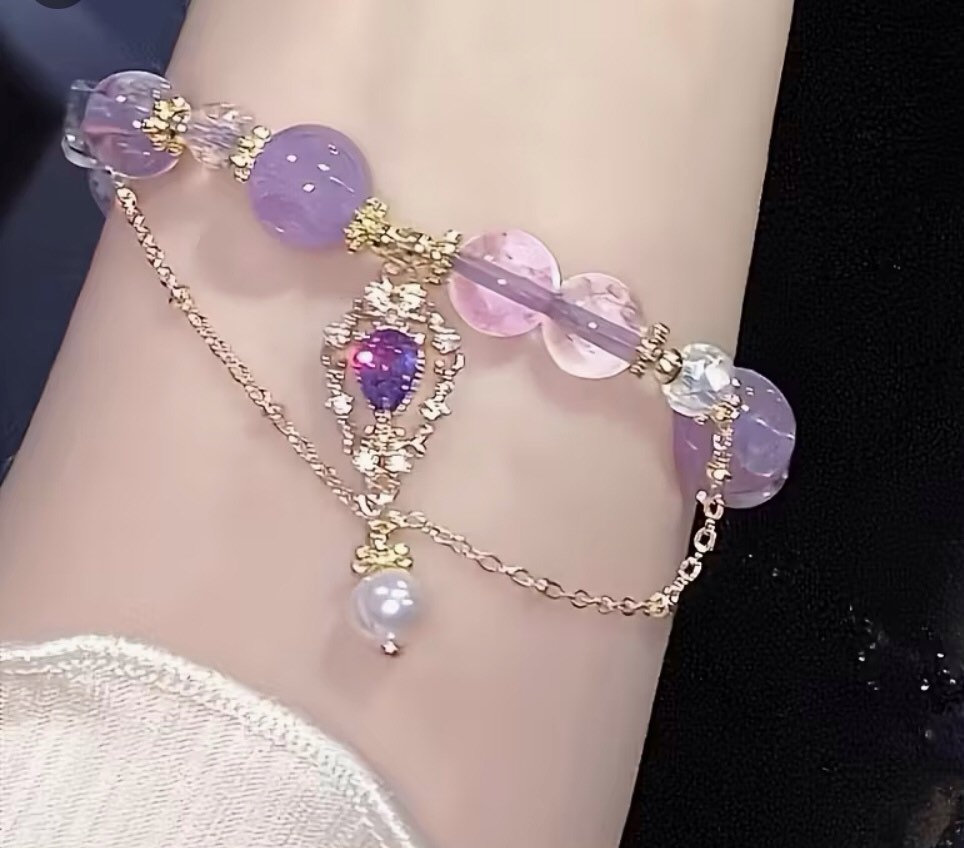 [Elegant Wrist Accessory] Elegant Purple Glass Wrist Accessory - 1pc Chic Two-Tone Design, Perfect Gift for Best Friends