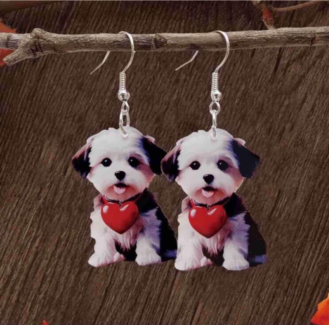 1pair Charming  Dog Acrylic Earrings - Cute Cartoon Style, Suitable For Party, Wedding And Gift