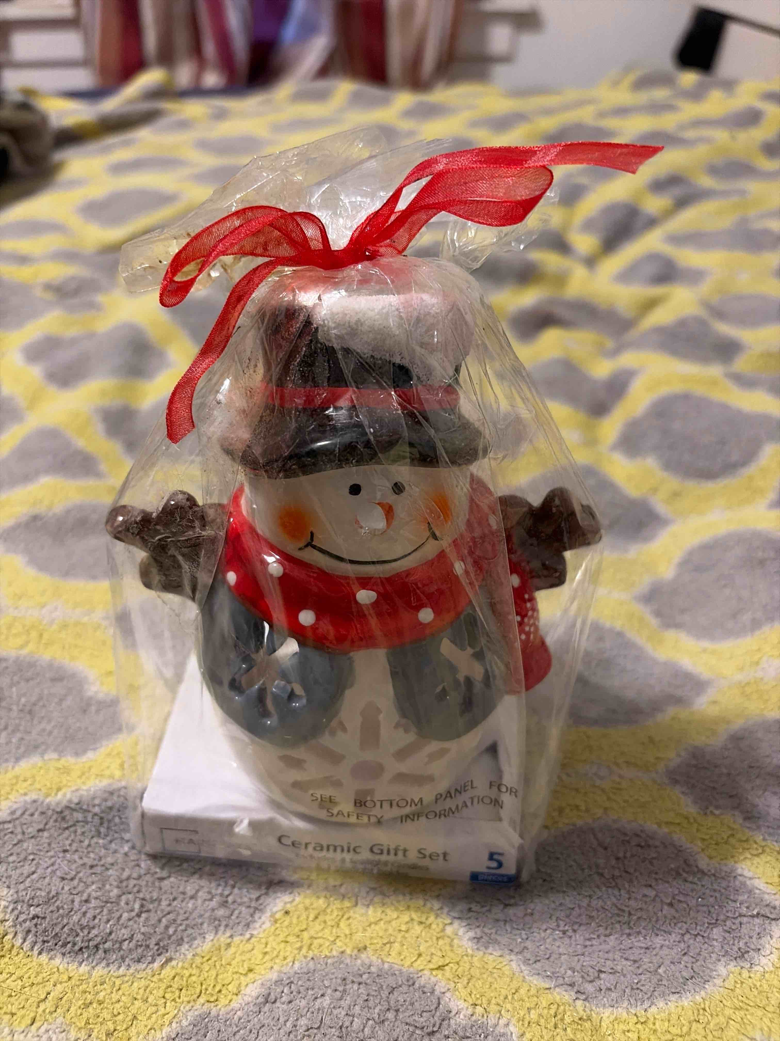 snowman tea light candle holder