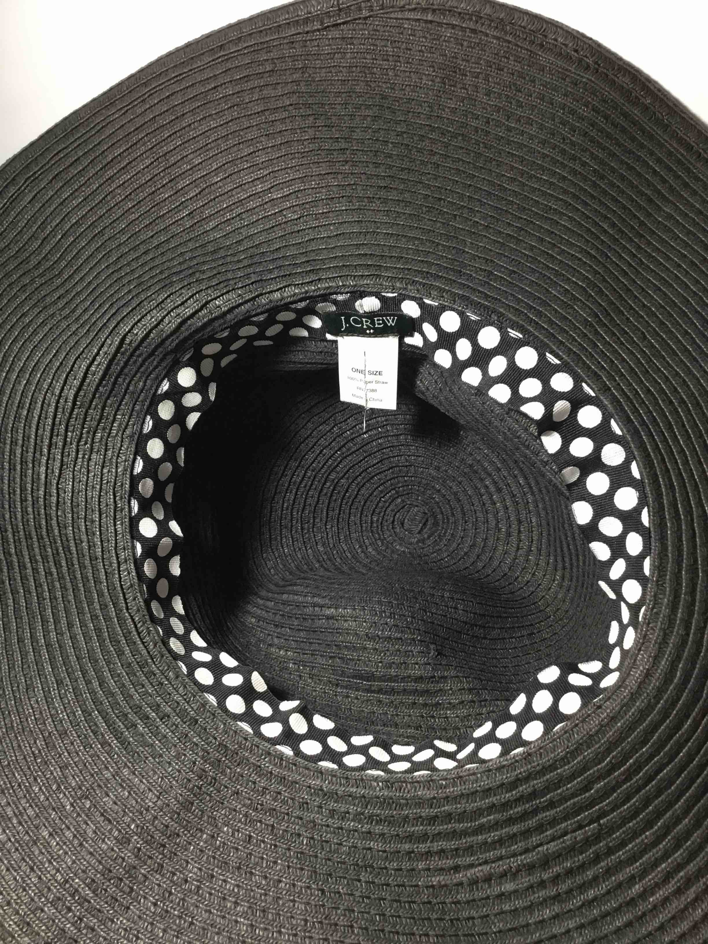J. Crew Women's Black Hat Straw Wide Brim Floppy Style Hat 